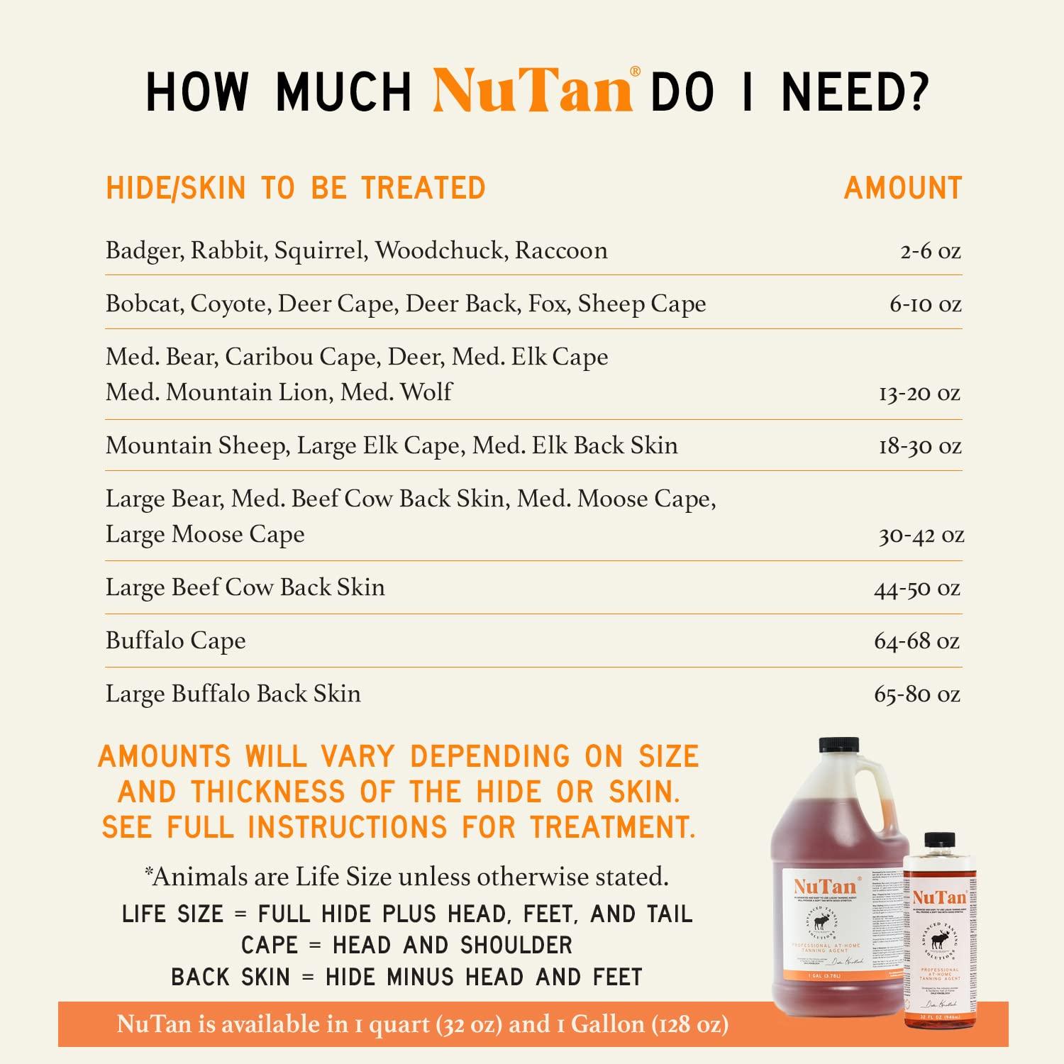 ADVANCED TANNING SOLUTIONS Products for Taxidermy Advanced Tanning Solutions - NuTan 32oz DIY Hide and Fur Tanning Solution - Next Generation At Home Hair-On and Buckskin Tan