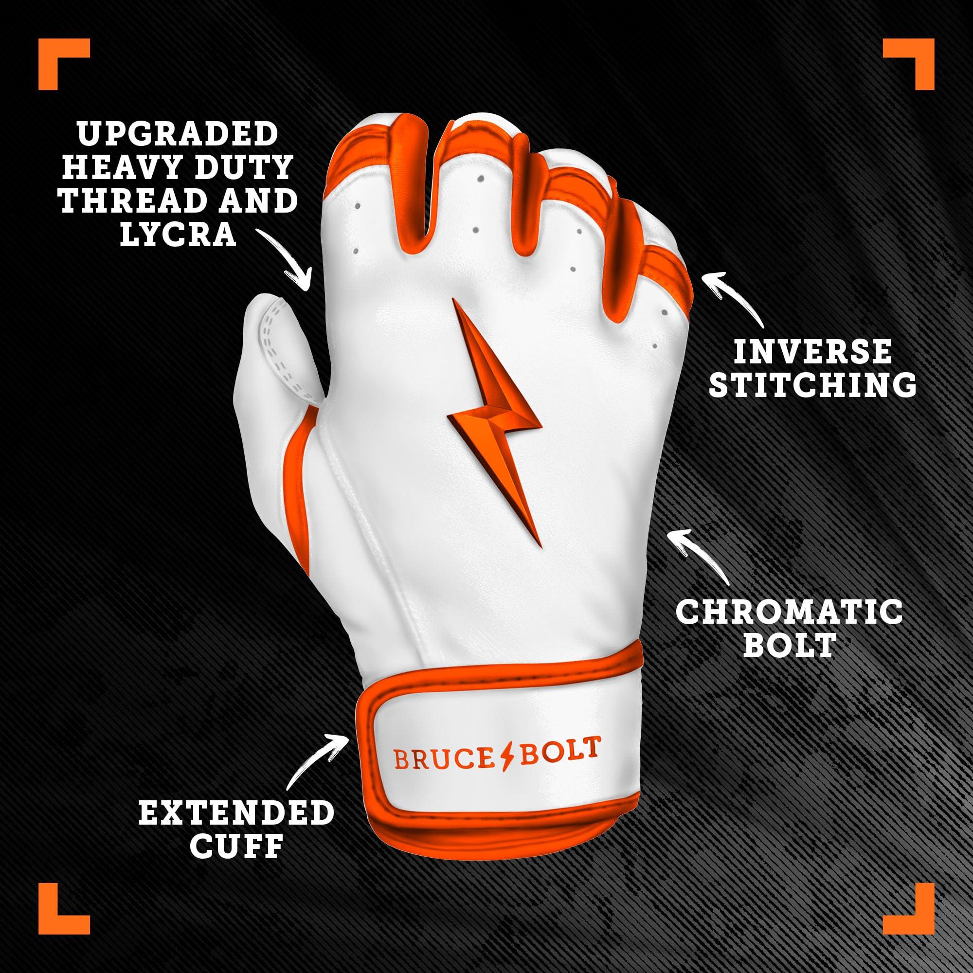 BRUCE BOLT BRUCE BOLT Chrome Series Short Cuff Orange Batting Glove - Orange Small