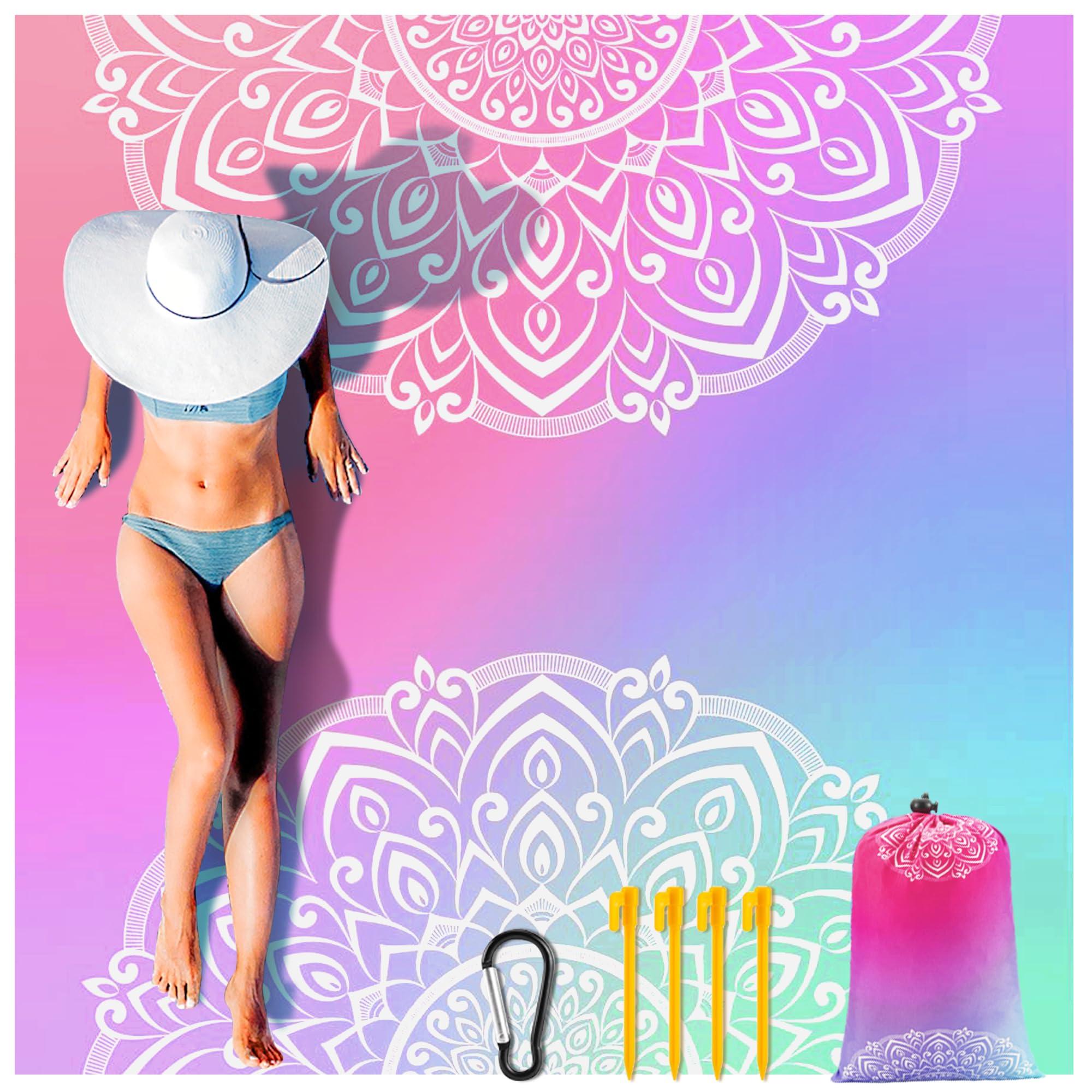 HIHOHO HIHOHO Beach Blanket Waterproof Sandproof Extra Large Beach Mat 79" X 83"/120"x108"for 1-8 Adults Quick Drying Durable Outdoor Picnic Mat for Beach Travel Camping Hiking