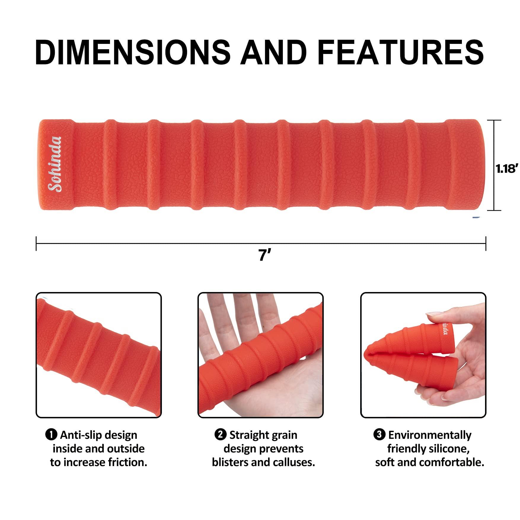 Sohinda Sohinda Kayak Paddle Grips, Kayaking Accessories No-Slip Grips for Kayak Paddles, Blister Prevention Silicone Paddle Grips, Kayak Accessories for 30mm/1.18 inches Diameter Take-Apart Paddles(Red)