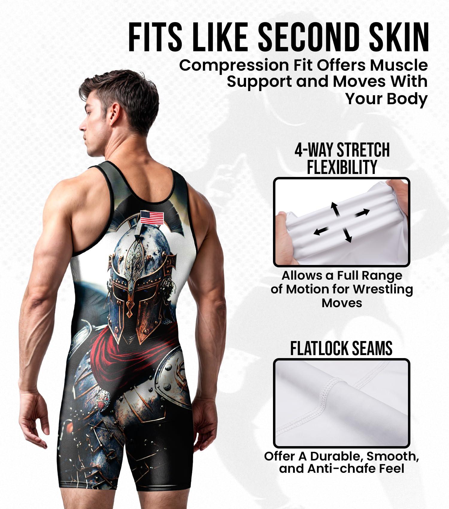 Exxact Sports Exxact Sports Sublimated Men\'s Wrestling Singlet, High-Performance Powerlifting Singlet, Wrestling Singlets for Men (AL, Gladiator)