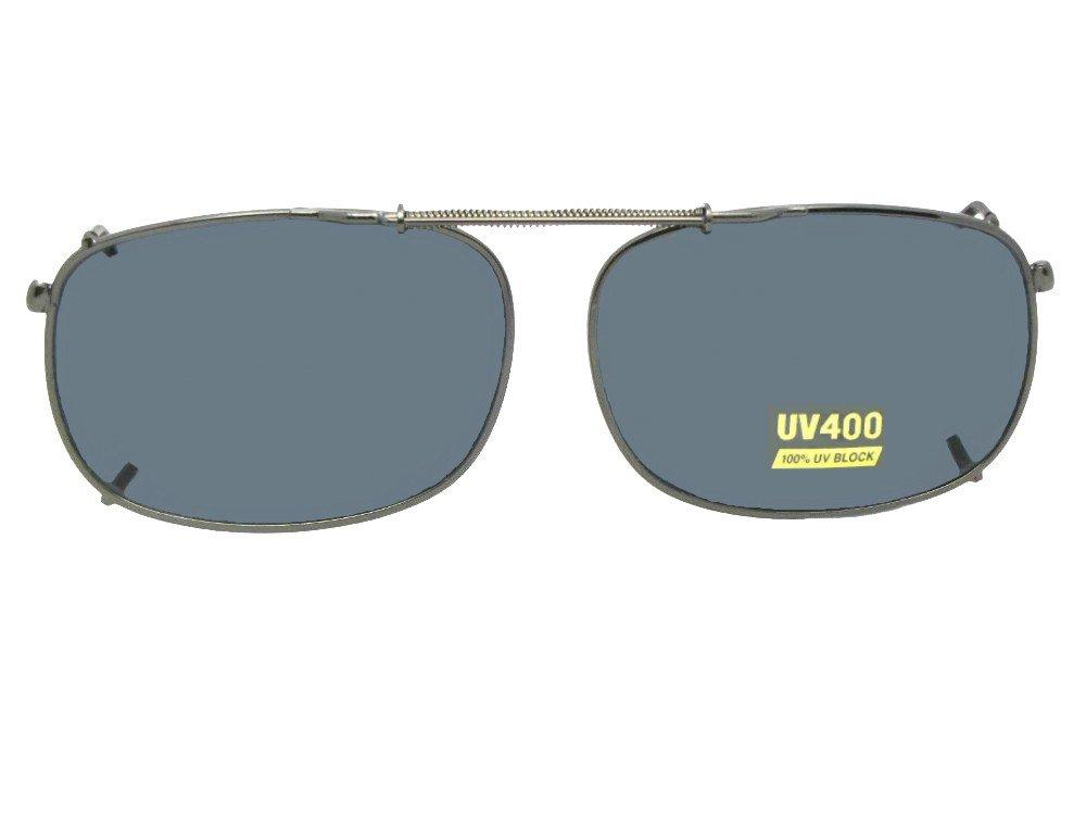 Sunglass Rage Rectangle Non Polarized Clip-On Sunglasses for Men and Women Clip On Sunglasses For Eyewear glasses (Pewter-NON Polarized Gray Lens, 54mm Width x 37mm Height, Millimeters)