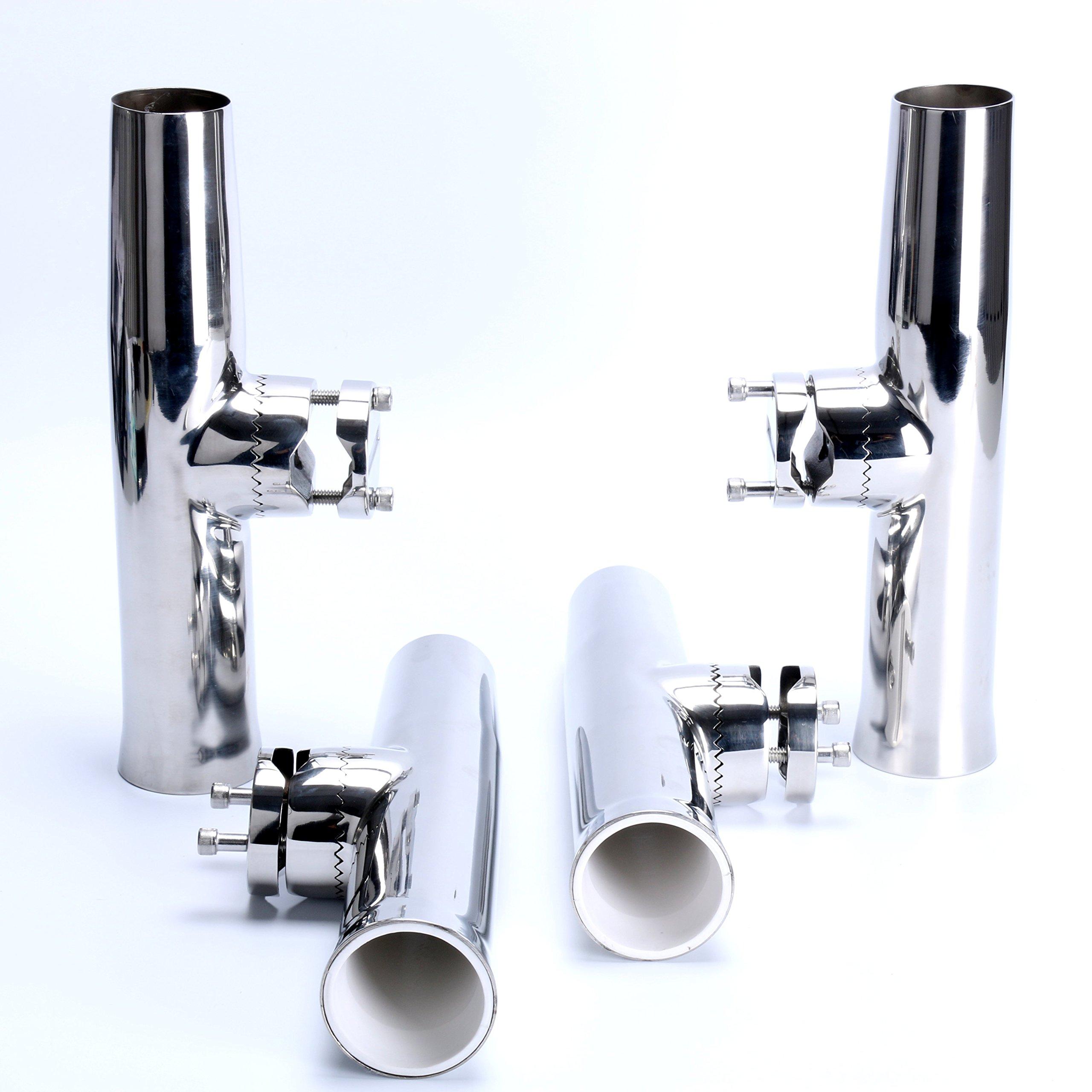 Amarine Made Amarine Made 4Pcs Fishing Rod Holder, Stainless Steel Rail Mount Fishing Pole Holders, Tournament Style Clamp on Rod Holder for Rails 1\" to 1-1/4\"