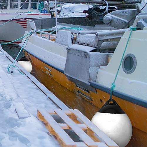 X-Haibei X-Haibei Pair of Boat Fenders Ball Round Anchor Buoy, Dock Bumper Ball Inflatable Vinyl Shield Protection Marine Mooring Buoys (White, A38(D14.9*H17.8 INCH))