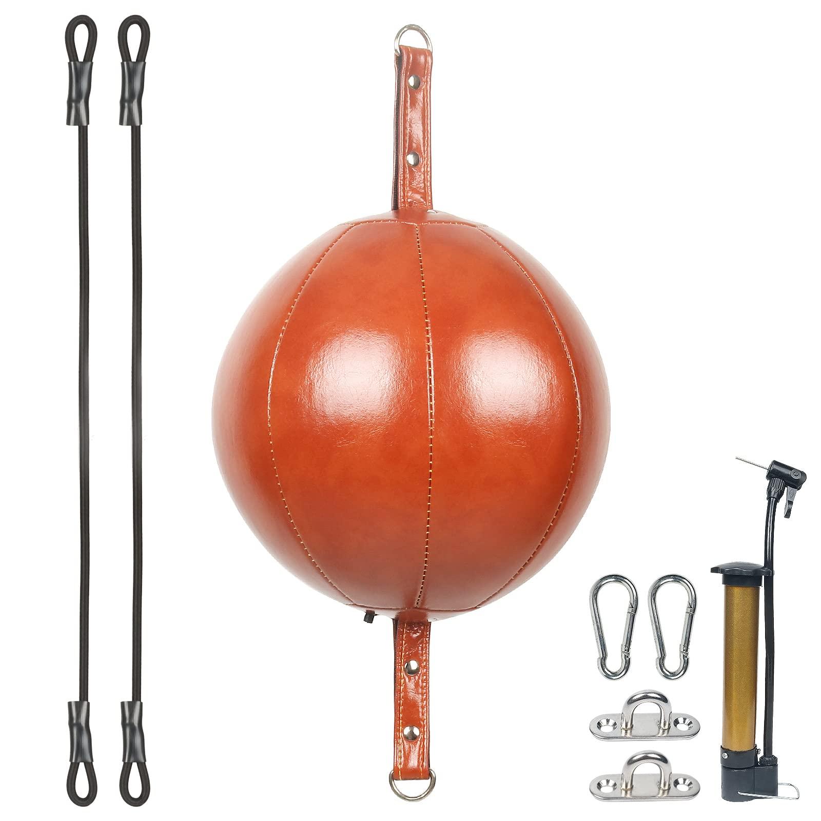 INNOLIFE InnoLife Double End Punching Ball Striking Punching Bag Kit, Speed Striking Reflex Kit with Bungee Cords Perfect for Reaction, Agility, and Hand Eye Coordination Training (Brown)
