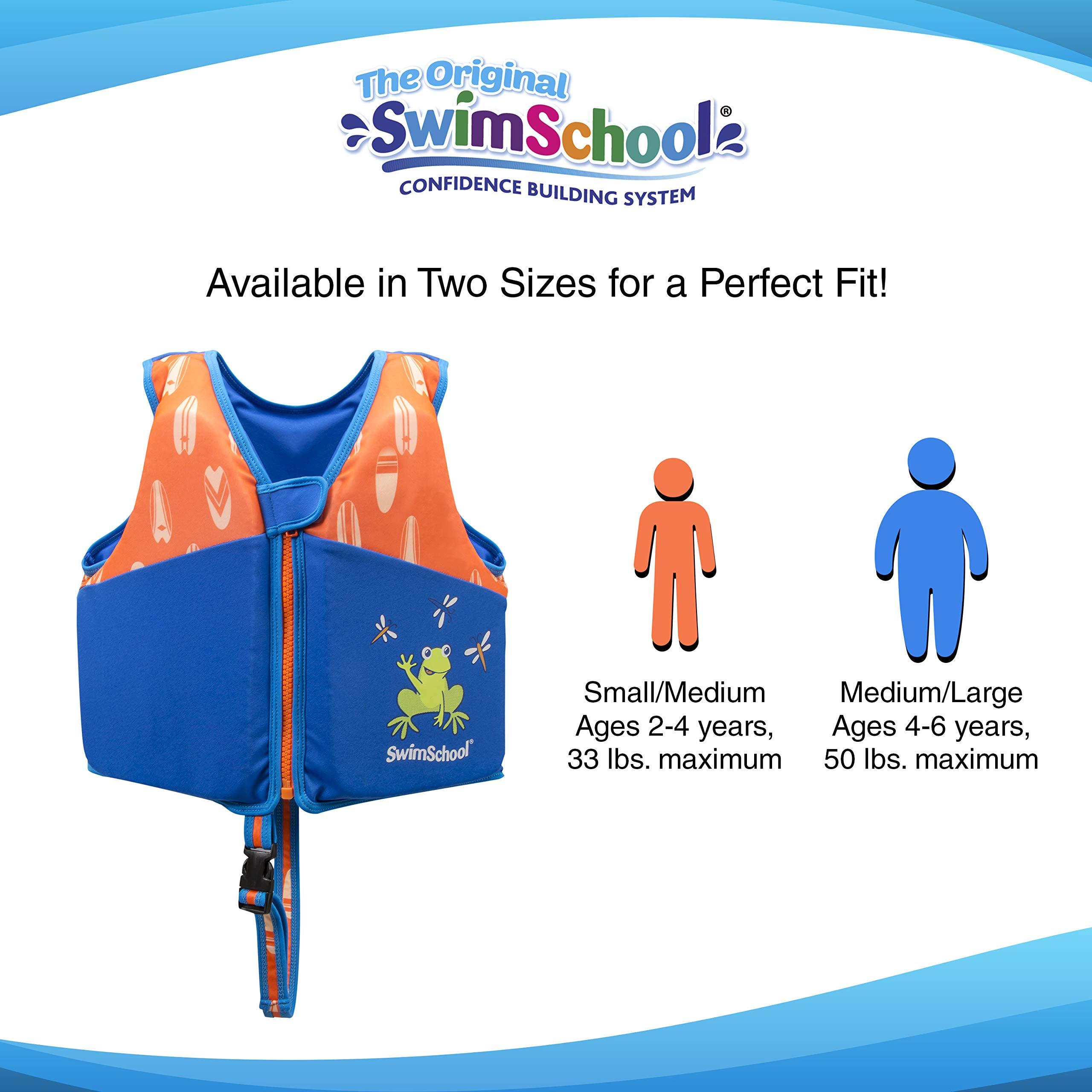 SwimSchool New SwimSchool Swim Trainer Vest Small/Medium Max 33 Pounds Kids Swim Vest with Padded Shoulders Comfortable Flex-Form-Fit Design with Adjustable Safety Strap Blue/Orange
