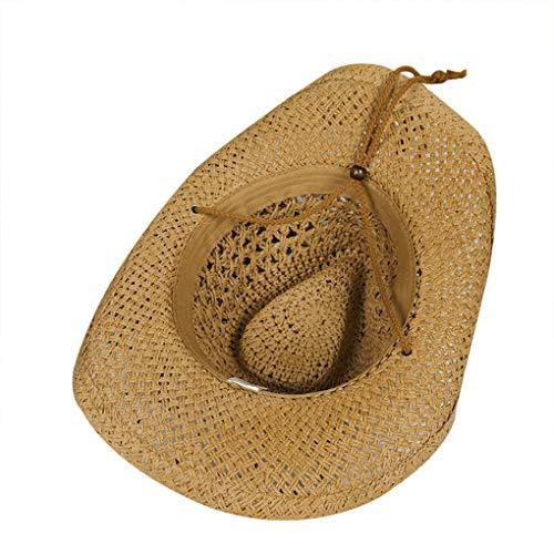 Greenery-GRE Men\'s Women\'s Straw Hat Summer Floppy Packable Panama Fedora Beach Sun Hat UPF 50+ Roll Up Foldable Large Brim Sun Protection Newsboy Travel Fishing Cap with Adjustable Chin Strap (Khaki)