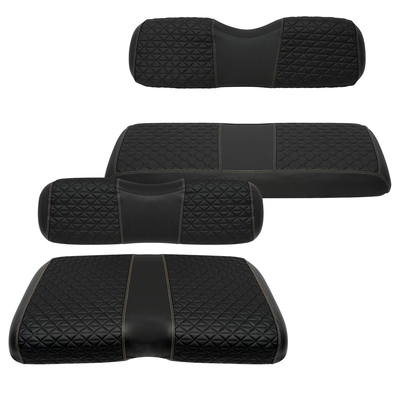XUANYUDG0769 XUANYUDG0769 Golf Cart Front and Rear Seat Covers for 2008+ EZGO RXV Golf Cart and B-Shaped Aftermarket Rear Seat, Vinyl Leather Made/Adjustable Straps and Retractable Buckle/No Stapler Required,4PCS
