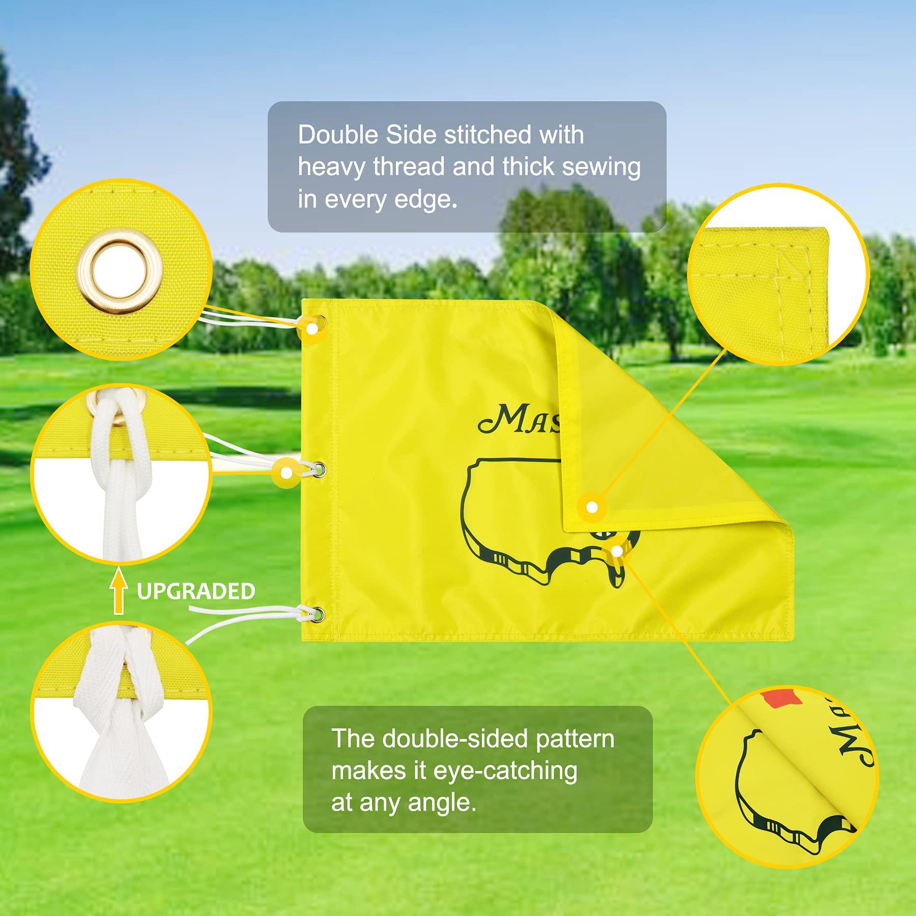 COGOLFING COGOLFING Golf Flag with Grommets, Double-Side Printed Augusta National Flag, 420D Nylon Golf Pin Flags, Putting Green Flags for Golf Course Driving Range Collection, 14\" H x 20\" L, Yellow