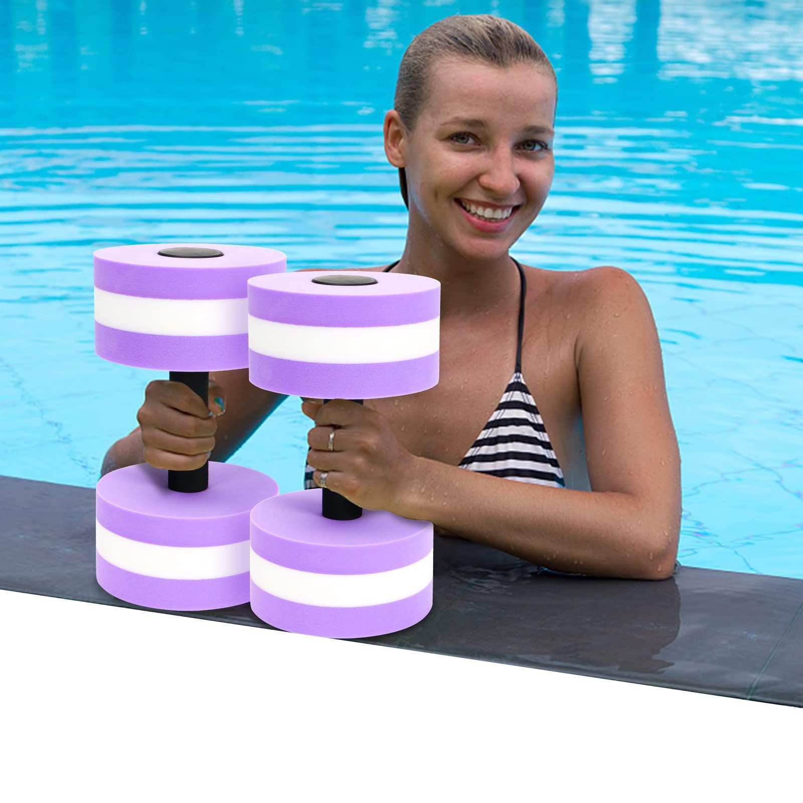 NEAGLORY NEAGLORY 5 Pieces Water Aerobics Set Aquatic Exercise Set Pool Fitness Equipment Foam Water Dumbbell, Swim Kickboard, Pull Buoy, Aquatic Swim Belt for Water Exercise, Purple