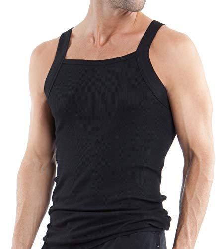 papi Papi Men\'s 3-Pack Cotton Square Neck Tank Top, Black, X-Large
