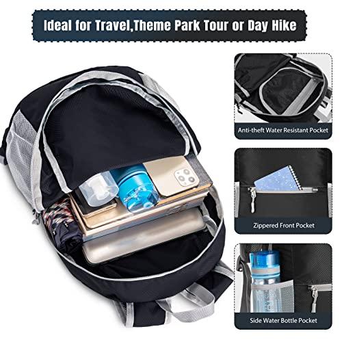ZOMAKE ZOMAKE Ultra Lightweight Hiking Backpack 20L - Packable Small Backpacks Water Resistant Daypack for Women Men(Black)