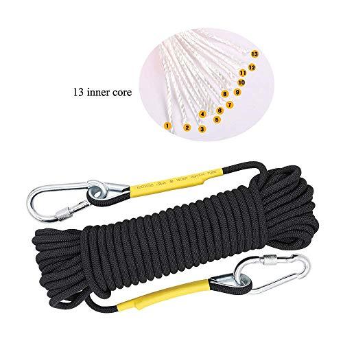 X XBEN X XBEN Outdoor Climbing Rope Rock Climbing Rope, Escape Rope Climbing Equipment Fire Rescue Parachute Rope (230 Foot) - Black