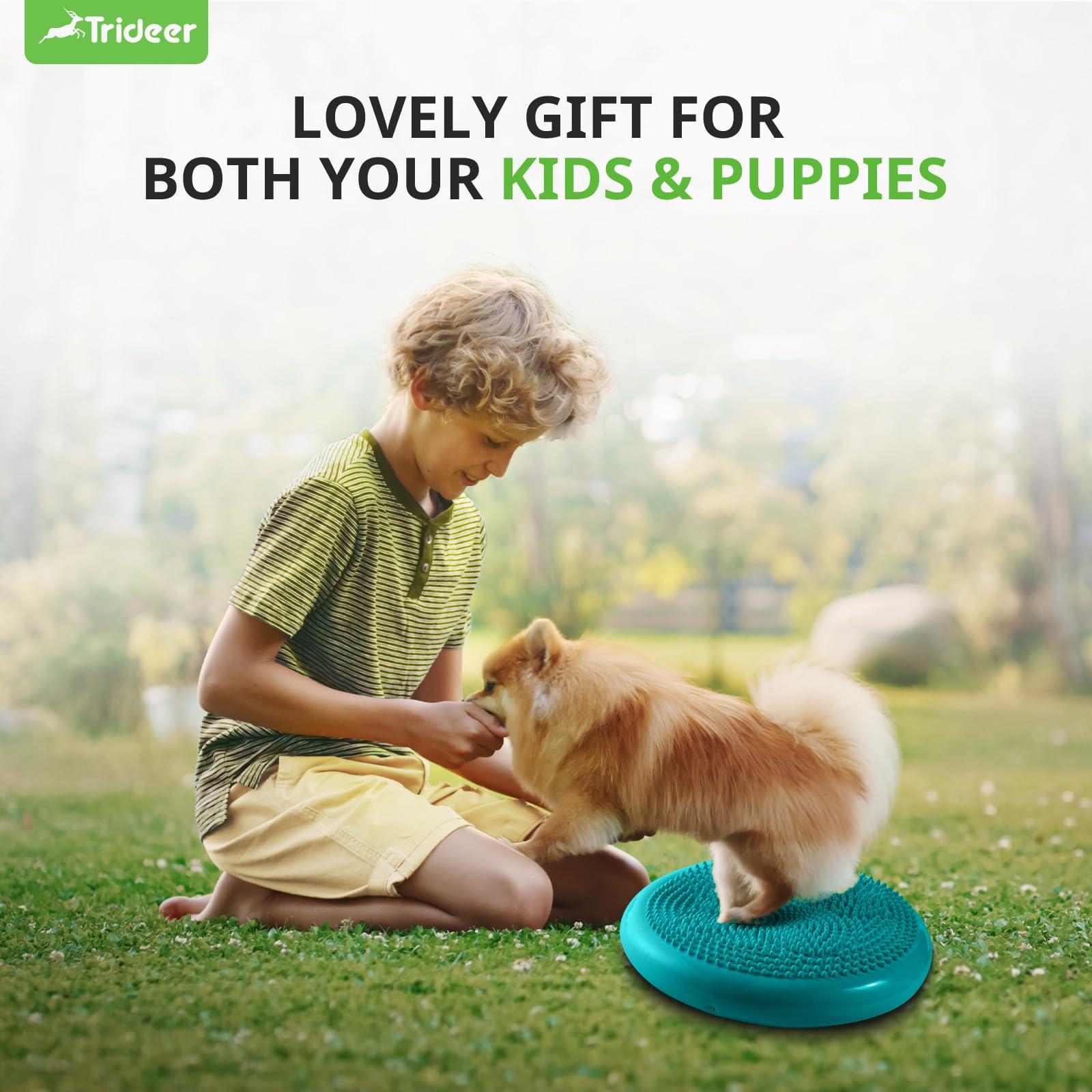 Trideer Trideer Inflated Wobble Cushion - Wiggle Seat for Sensory Kids(Multiple Colors), Balance Disc (Extra Thick), Flexible Seating for All Age (34CM Turquoise)