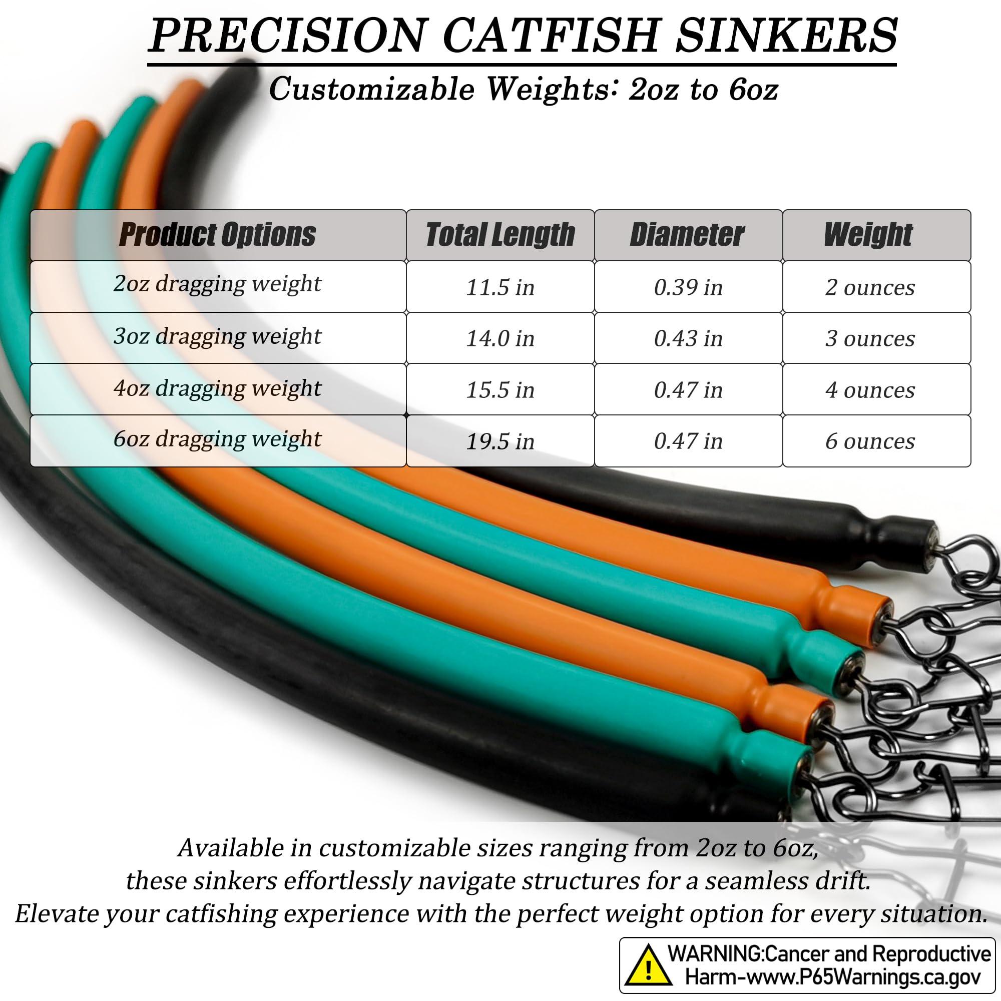 VMSIXVM VMSIXVM Dragging Weights for Catfish, Drag Weight Catfishing No Snag Sinker Dragging Drift Weight for Bottom Bouncing, Trolling, Drifting, Snagless Catfish Sinker Weight, Catfishing Tackle and Gear