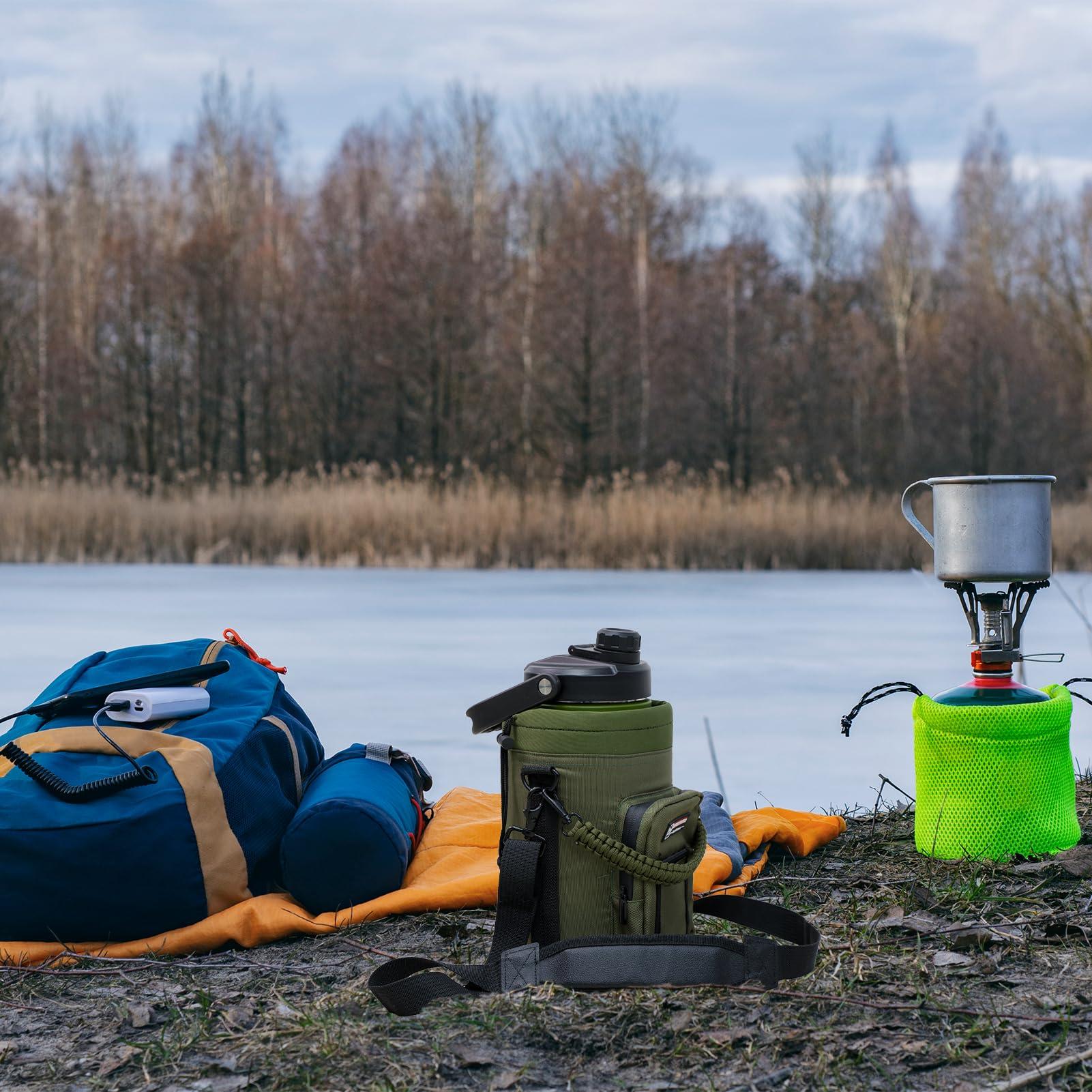 NATURE PIONEOR NATURE PIONEOR Insulated Water Bottle Holder with Shoulder Strap for One Gallon 128OZ Sports Water Jugs Bottles, Carrier/Pouch Sleeve for Outdoor Camping, Hiking,Gym