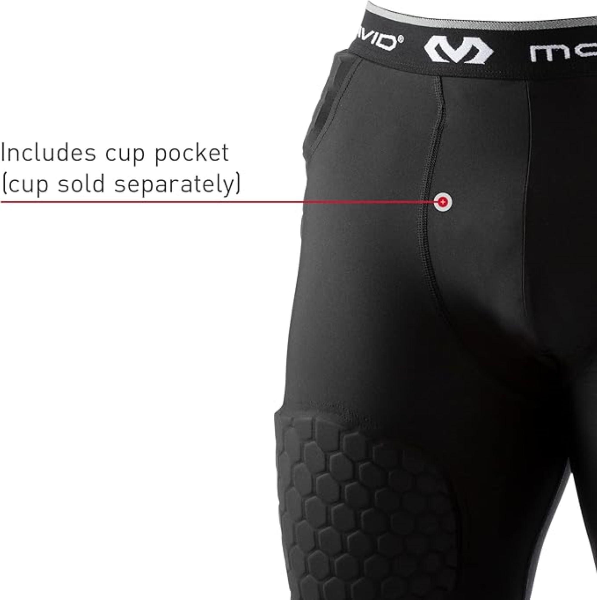 McDavid McDavid Padded Compression Shorts with HEX Pads Dual-Density Thudd Tights with Hip, Tailbone, Thigh Padding. for Men and Women with Cup Pocket White