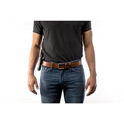 Nexbelt Nexbelt Tactical Ratchet EDC Rogue Gun Belt - OWB or IWB Gun Belt for Men with up to 50\" Waist - Leather Belt with Nylon Sweat Resistant Backing - CCW Belt with 1 1/2\" Width Strap - Walnut