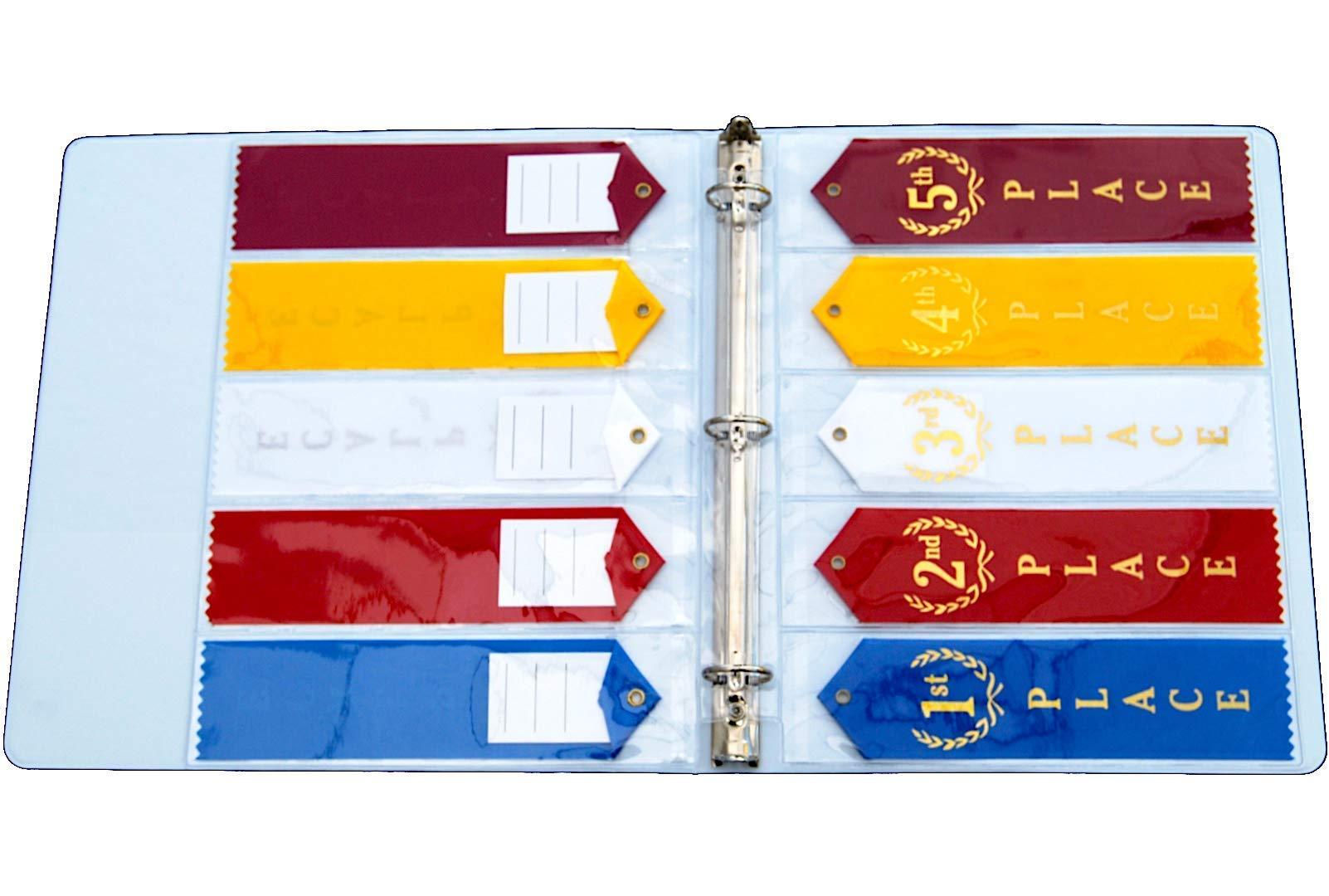 Mercurydean 10 Swimming Ribbons Organizer Holder Display Storage Gymnastics Track Award Ribbon Strong Clear Robust Binder Pages Sheets - Mercurydean USA