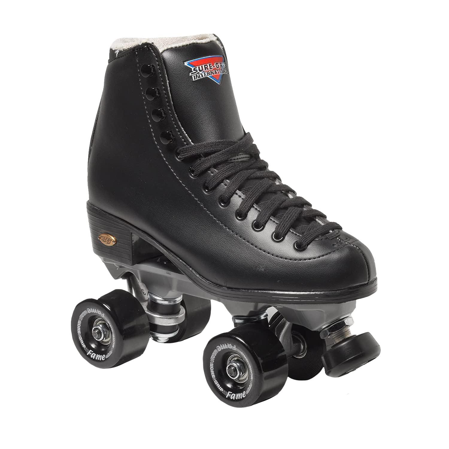 Sure-Grip Sure Grip Fame Men & Women Premium Roller Skates Black Leatherette | Stylish Skates for Indoors - Double Structure, Stronger Grip, Extra Long Laces - Suitable for Beginners