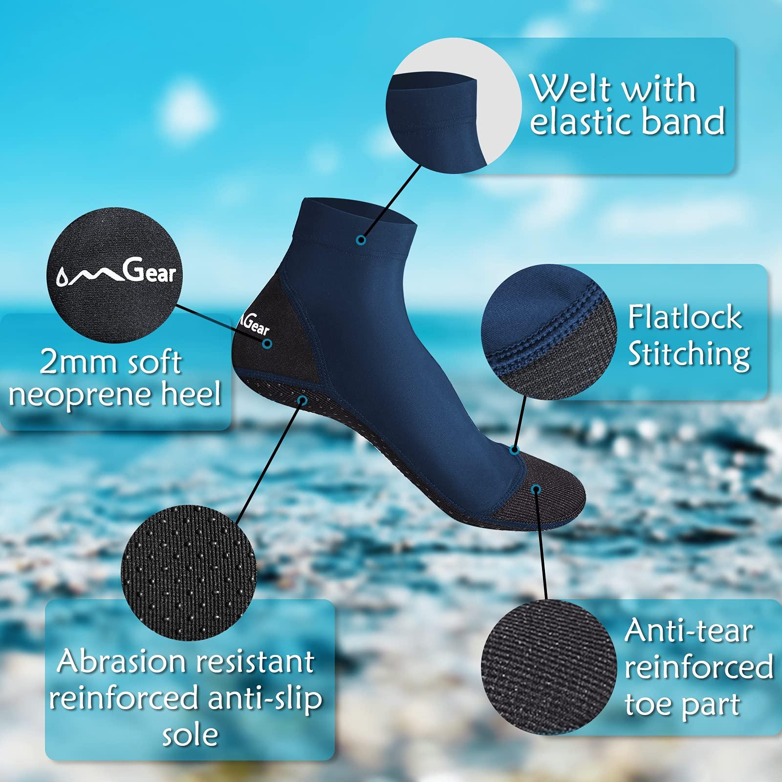 OMGear OMGear Sand Soccer Socks Water Socks for Women Men Youth Spandex Beach Volleyball Shoes Swimming Pool Socks Anti-Slip Neoprene Snorkel Booties for Bodyboarding Scuba Diving Kayaking.(Navy,S)