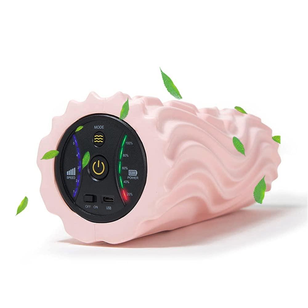 ALUNYAN ALUNYAN Vibrating Foam Roller 5-Speed Electric Foam Roller,Fitness Yoga Pillar Exercise EquipmentDeep Tissue Muscle Fitness Recovery,Trigger Point Massager Tool (Color : Pink)