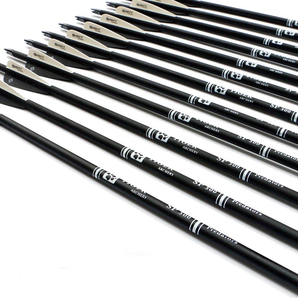 Tiger Archery TIGER ARCHERY 30Inch Carbon Arrow Practice Hunting Arrows with Removable Tips for Compound & Recurve Bow(Pack of 12) (Black White)