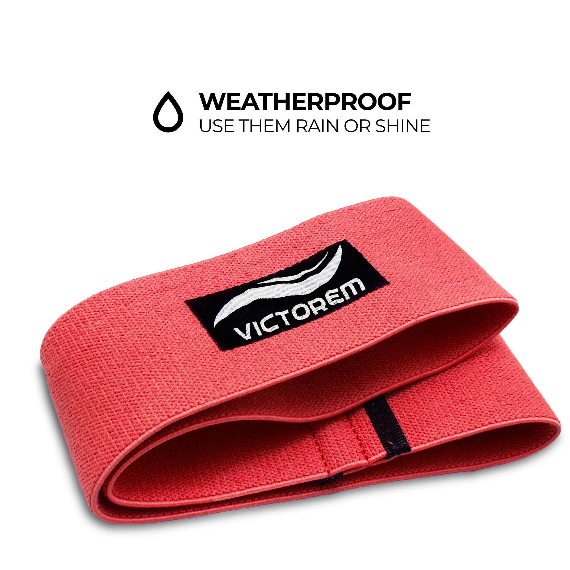 Victorem Victorem Resistance Hip Booty Bands Set - Fabric Bands for Glutes and Legs Exercise - with Digital Workout Guide (White, Grey, Black)