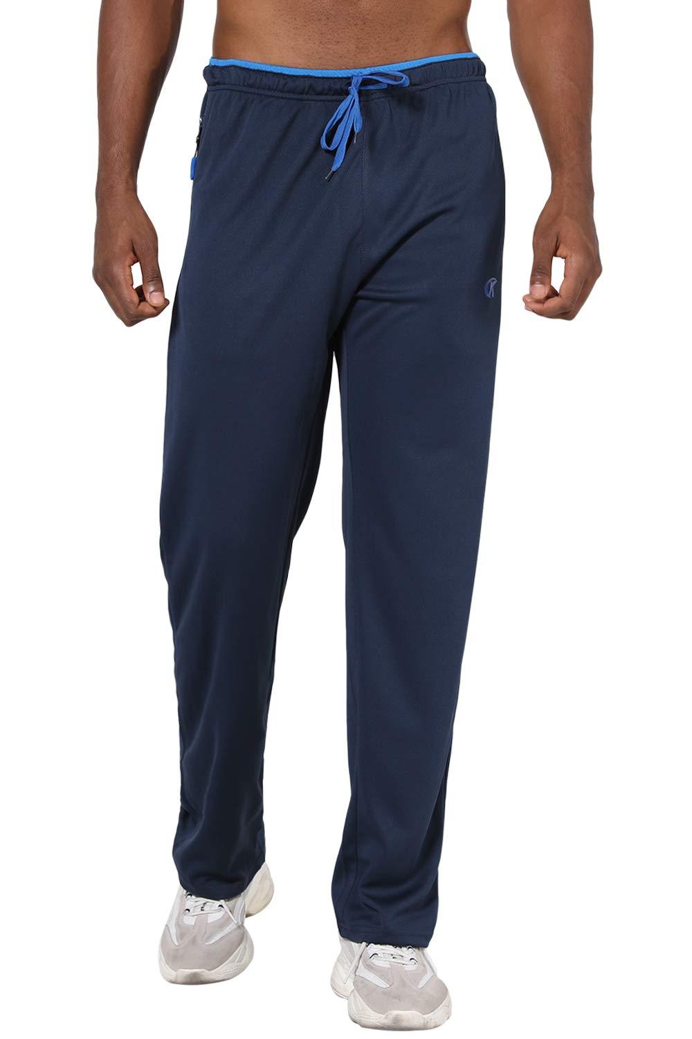 NEIKU NEIKU Men's Sweatpants with Pockets Open Bottom Workout Pants Men's Track Pants Men's Active Pants Blue Small