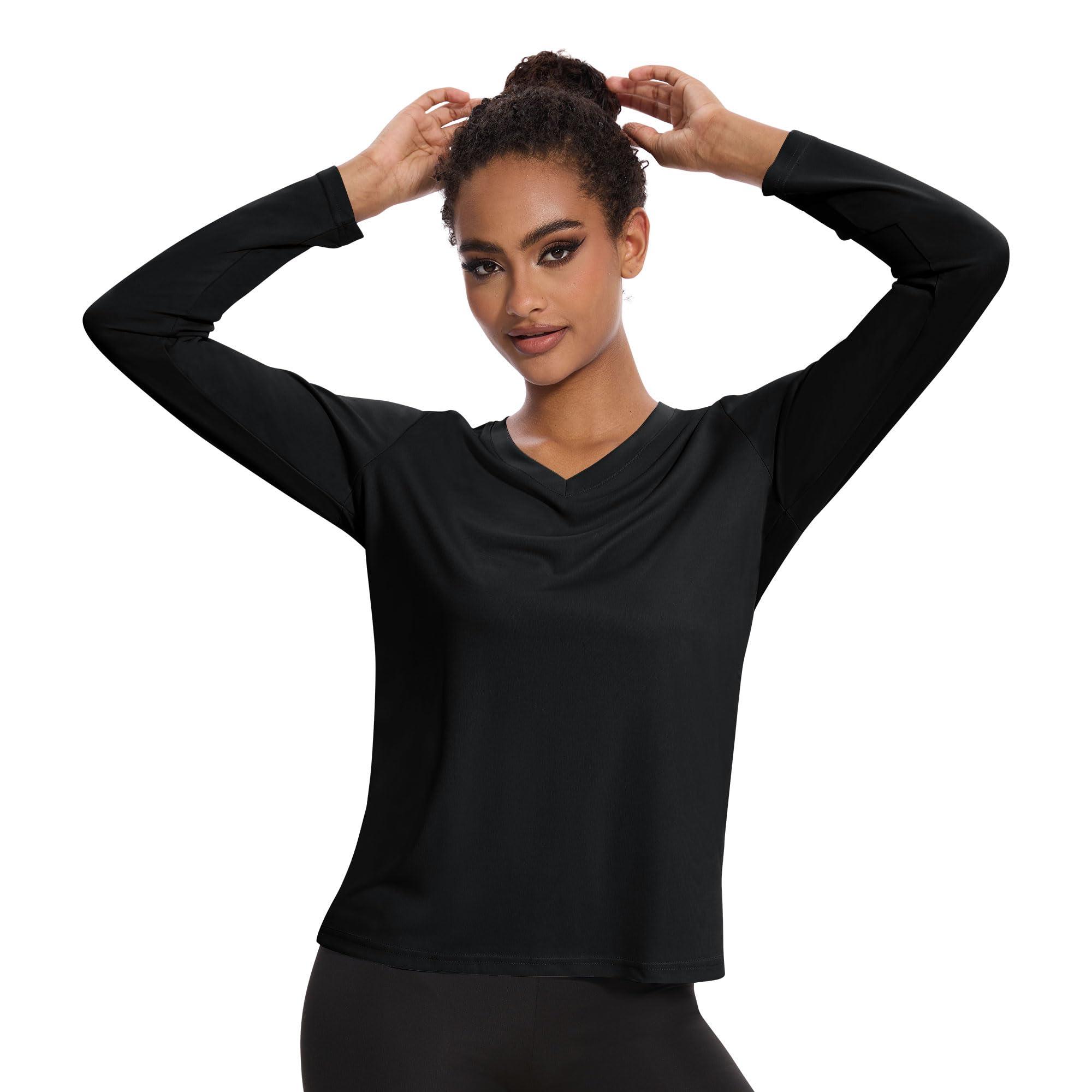 BVNSOZ 4-7 Pack Long Sleeve Shirts for Women,Moisture Wicking Shirts Long Sleeve Workout Tops for Women V Neck Hiking T-Shirts