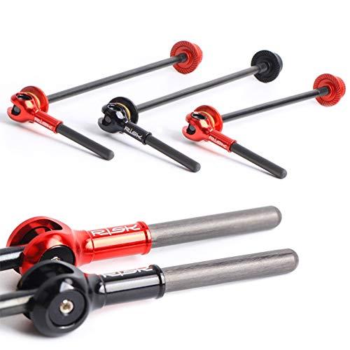 Juscycling Juscycling Quick Release Skewer Lever for MTB Mountain Bike Road Bicycle, Titanium Axle Shaft, Carbon Fiber Lever, 1 Pair (Black)