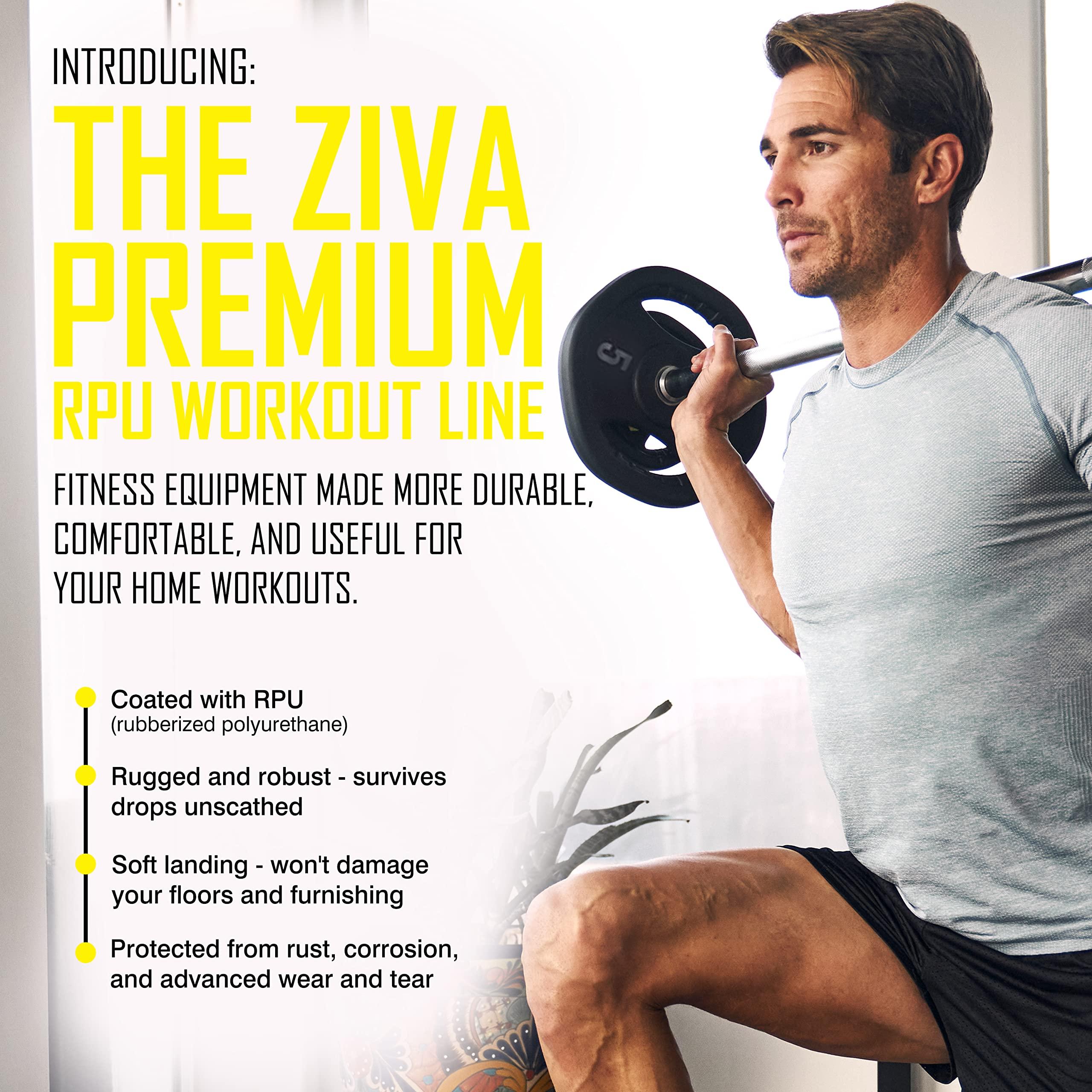 ZIVA ZIVA RPU Adjustable Studio Barbell Weight Set - 6 RPU Weight Discs, 1-pc Knurled Barbell (1.18\"D), 2 x Collars | Bar Fits 1.25\" Plates Only | 40 pounds