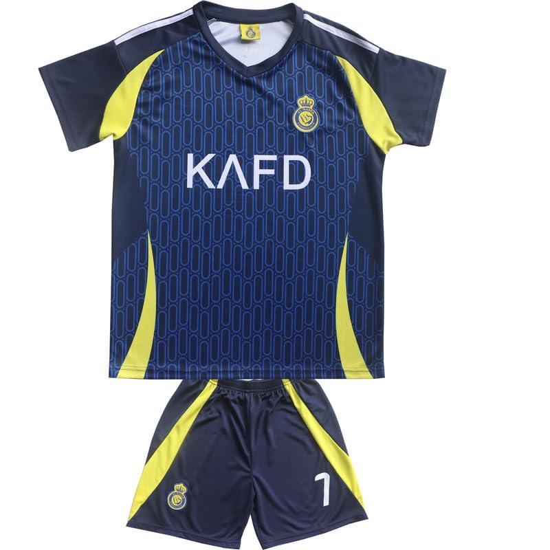 Sir Henry Sir Henry NASSR Riyadh Al Away #7 2024/2025 Kids Soccer Jersey/Shorts/Socks Gift Set for Fans Youth Sizes (Navy,24)