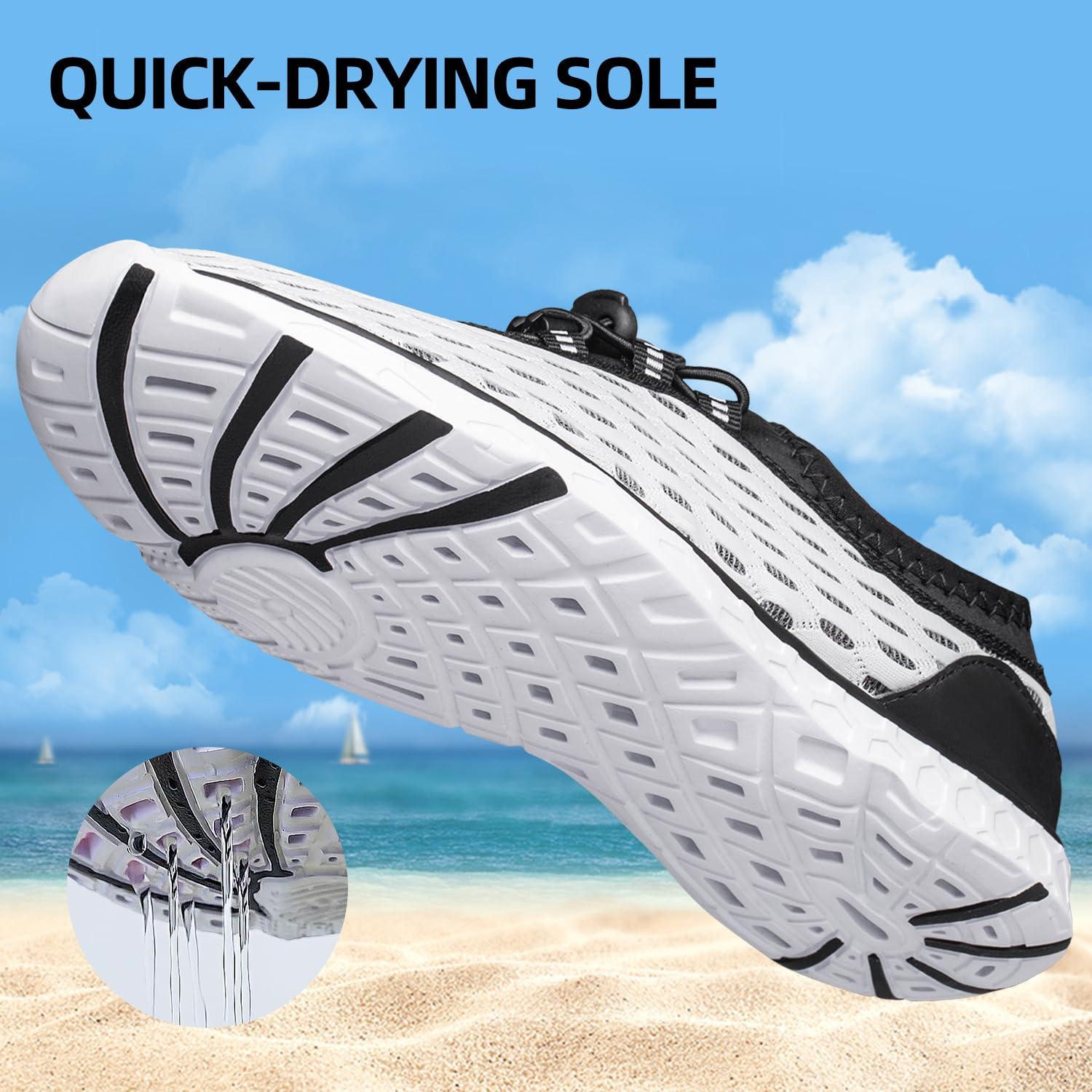 DOUSSPRT DOUSSPRT Women's Water Shoes Quick Drying Sports Aqua Shoes White Size 6.5