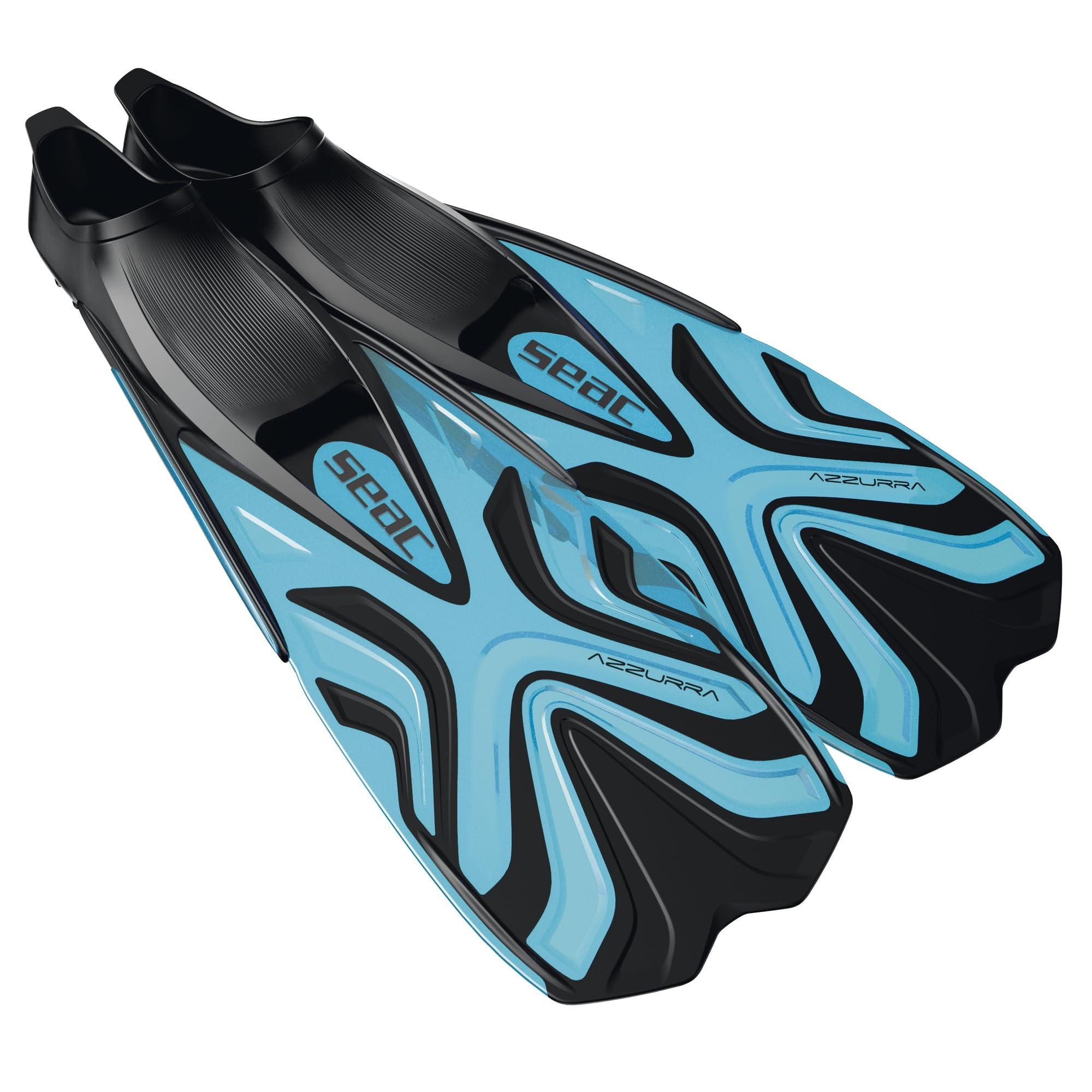 SEAC Seac Azzurra, Snorkeling Fins for Adults and Children, Closed Foot Pocket in Soft Rubber, Light Blue, 4-5 US