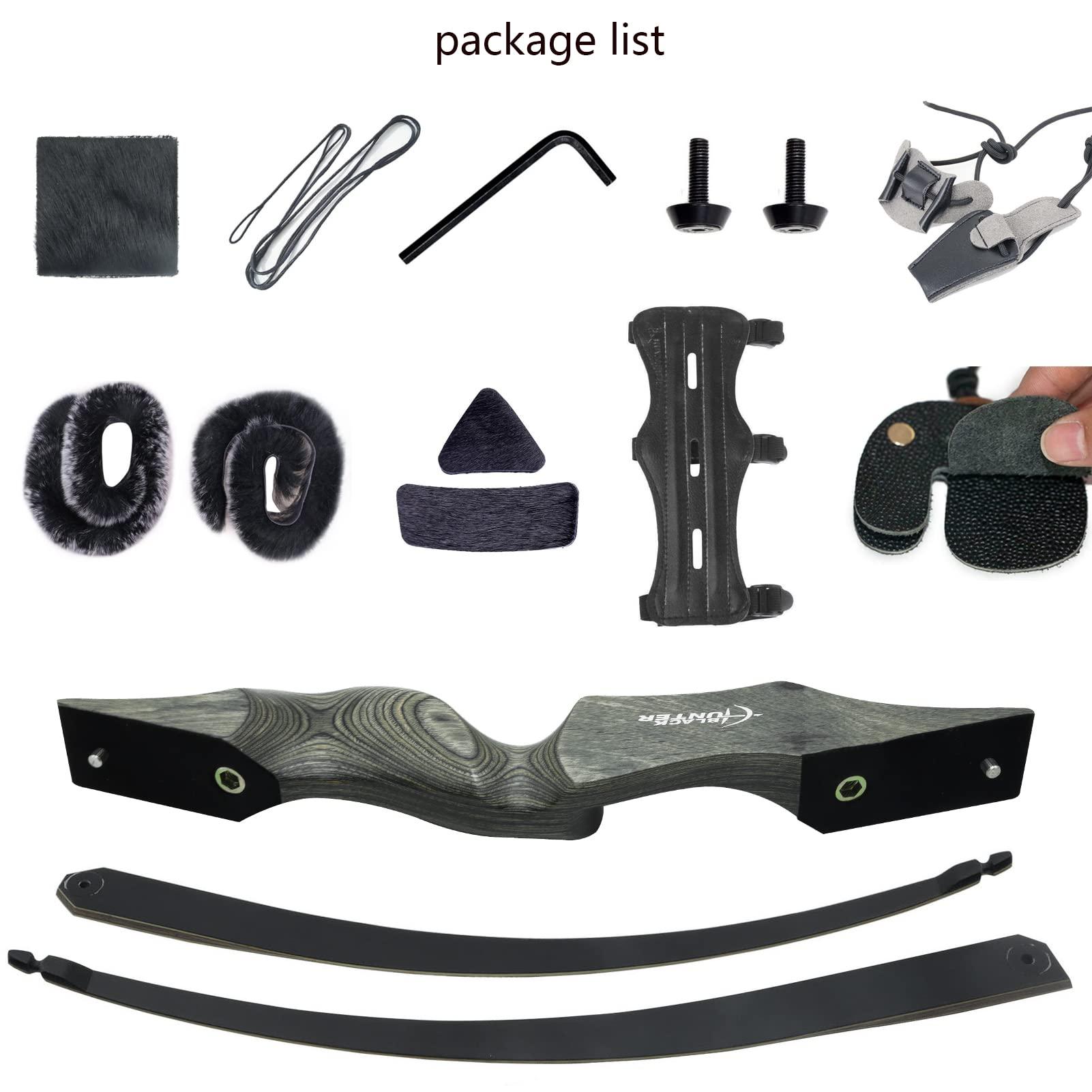 Obert Obert Black Hunter 60 Inch Archery Takedown Recurve Bow Set 20-60lbs Right Hand Bamboo Core Limb (30lbs)