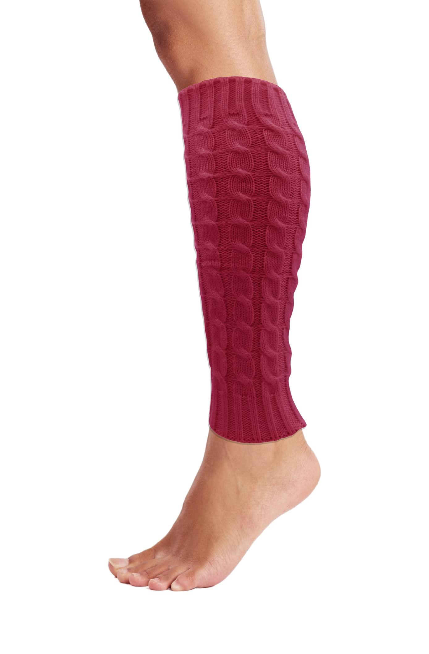 Winterlace Leg Warmers for Women, 6 Pairs Knee High Cable Knit Warm Thermal Acrylic Winter Sleeve