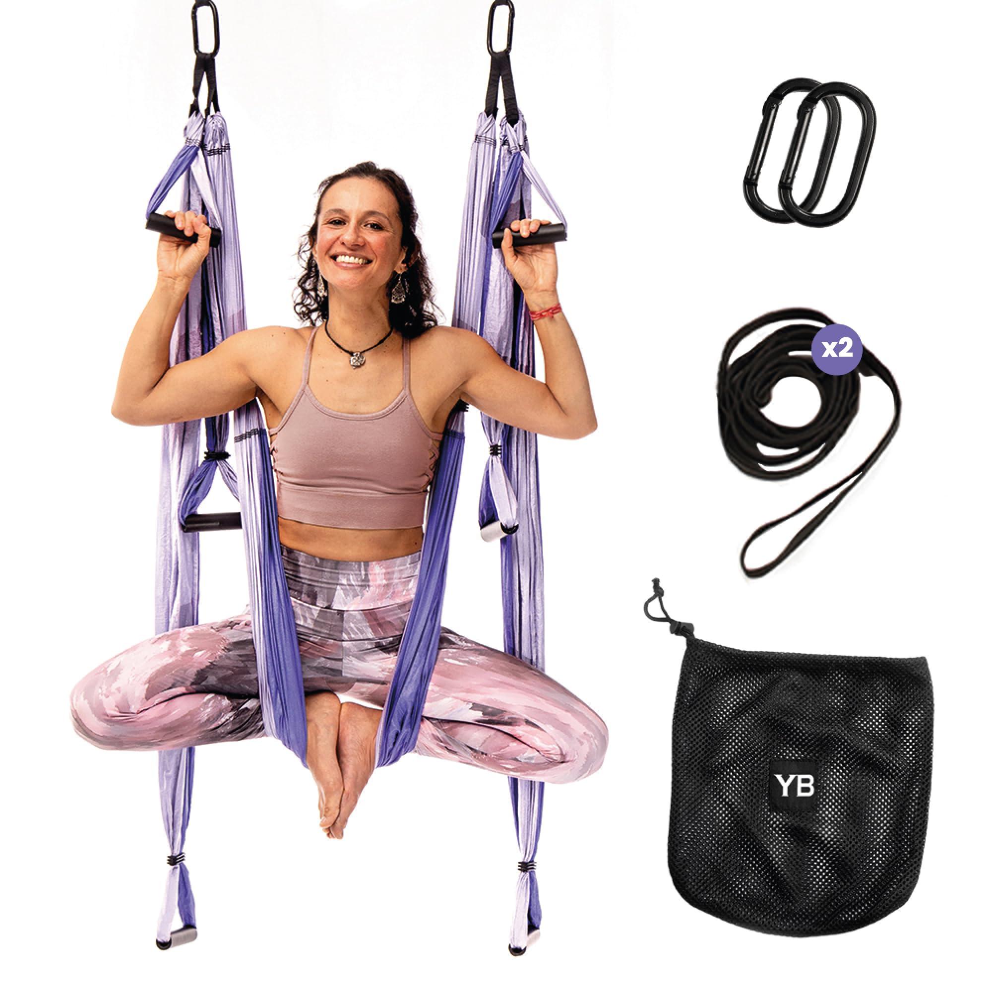 YOGABODY Yoga Trapeze Swing Set for Home & Outdoor | Easy Setup for Strength, Balance & Back Pain Relief | Adjustable Straps & 600lb Capacity, Includes Carrying Bag & Online Tutorials, Purple