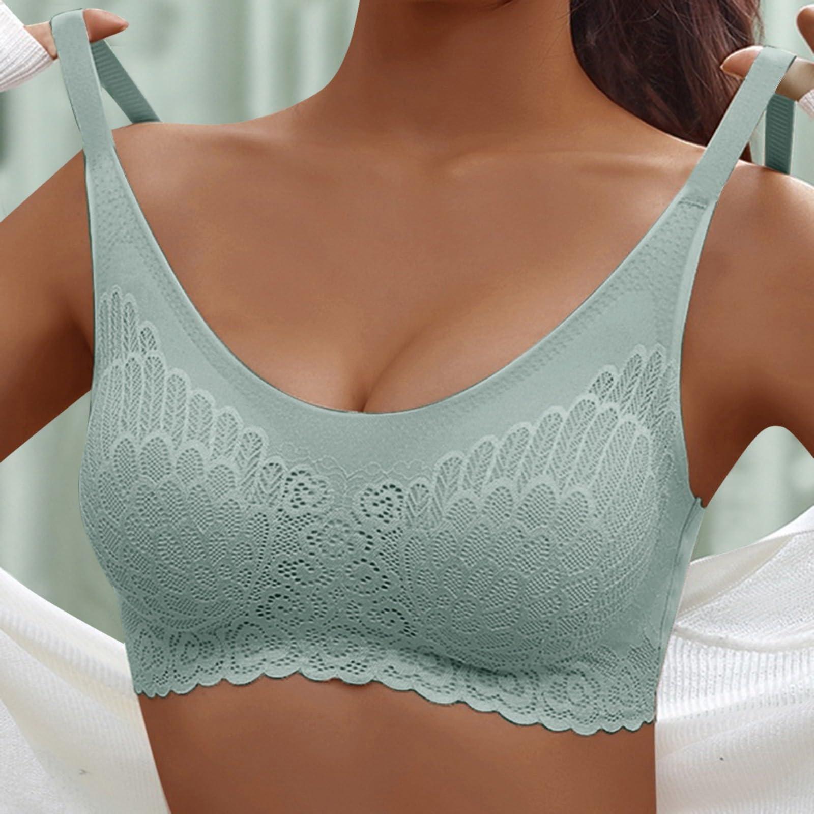 WONGKCDD WONGKCDD Low Back Strapless Bra Convertable Mini Pretty Vertie Seamless Bra V Neck Pumping Bra Neckline Up Front Sports Bra with Thin Straps Bras for Older Women with Sagging Breasts Front Closure