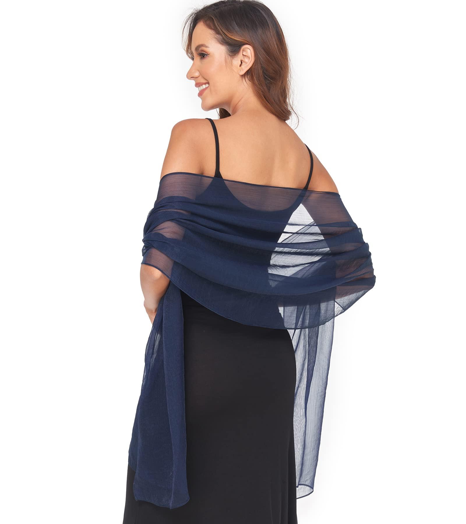 SURVODJA SURVODJA Women Shawls and Wraps for Evening Dress Lightweight Scarf Wedding Guest Shawl Wrap Bridesmaid Scarves(Navy Blue,79''18')