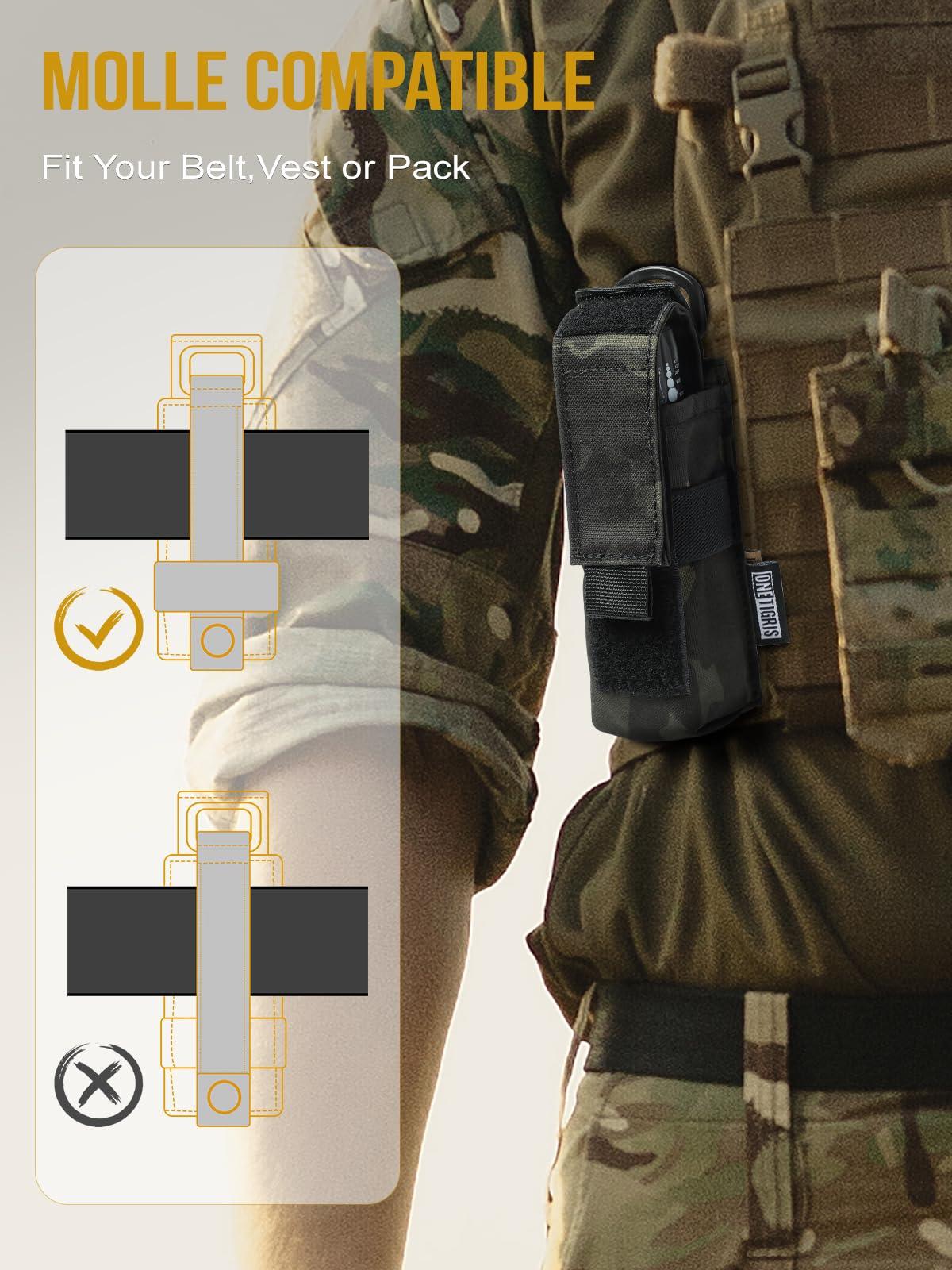 ONETIGRIS OneTigris Flashlight Holster Flashlight Holder Molle Flashlight Holster Tactical Flashlight Pouch Holder for Belt 1000D Cordura Nylon