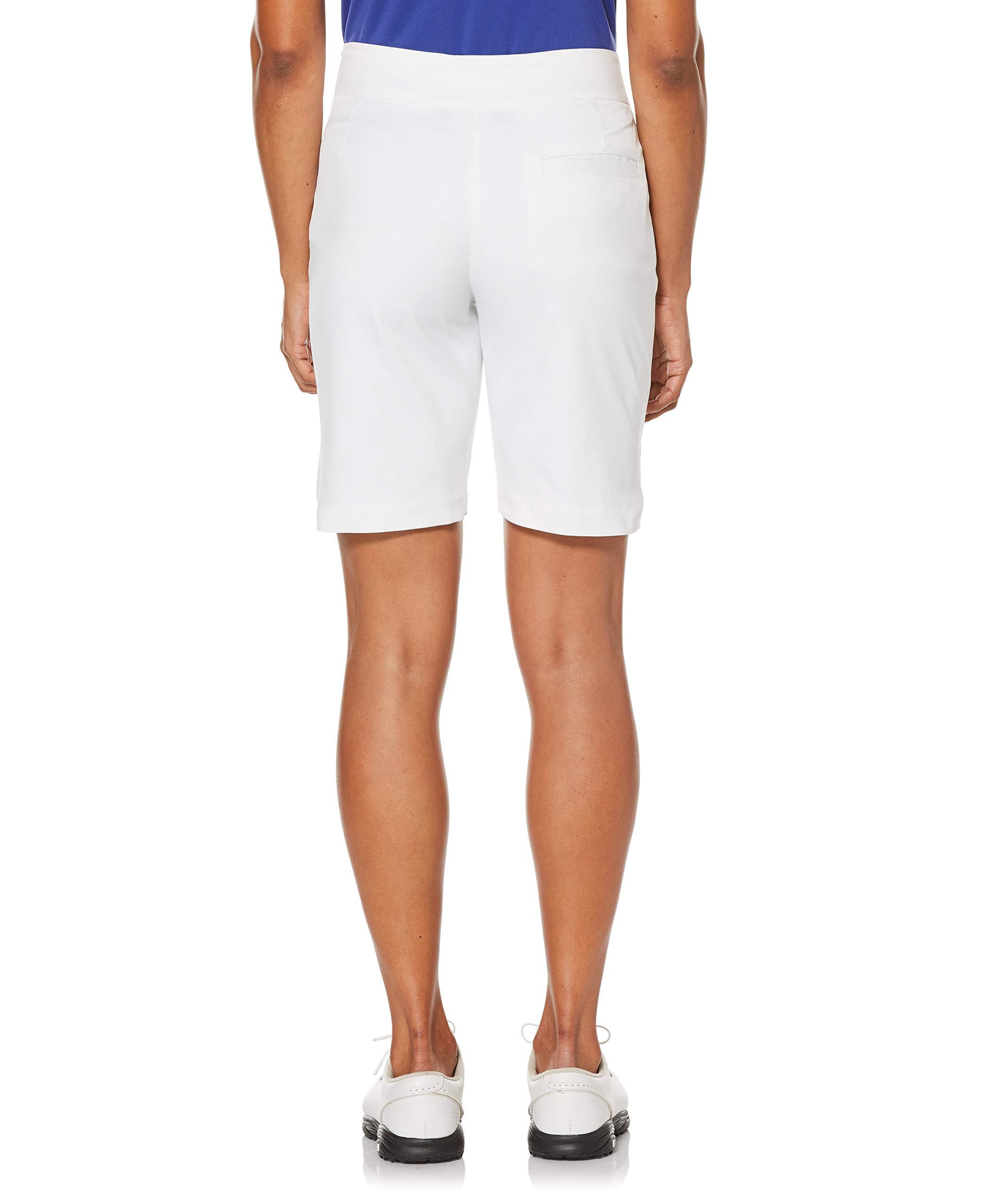 PGA TOUR PGA TOUR Stretch360 Womens Golf Shorts with Comfort Waistband, Moisture-Wicking, Sun Protection, Straight Fit, 9.5\" Inseam, Bright White, 18