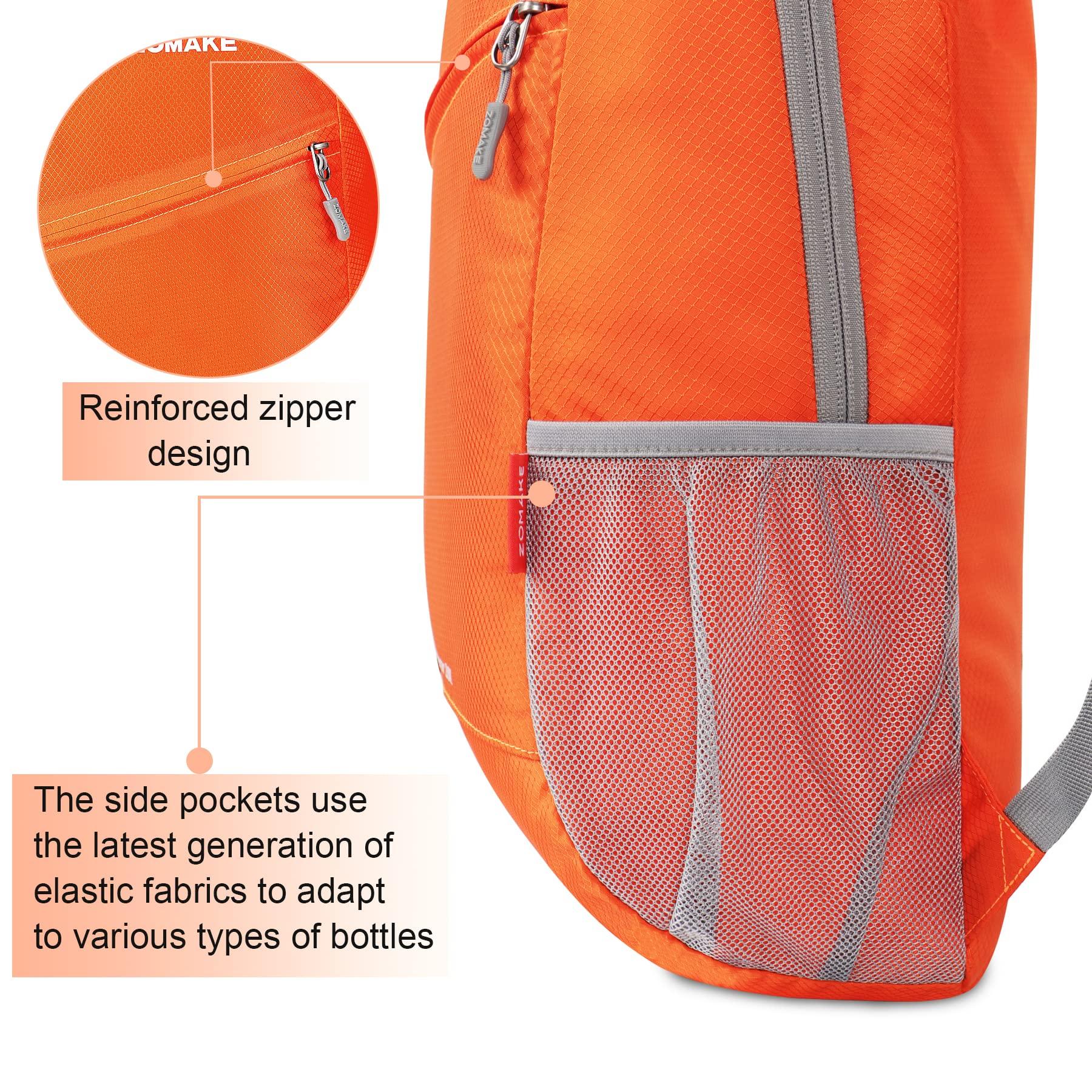 ZOMAKE ZOMAKE Lightweight Packable Backpack 20L - Foldable Backpack Small Daypack Hiking Backpack Water-Resistant Day Bag for Travel(Orange)