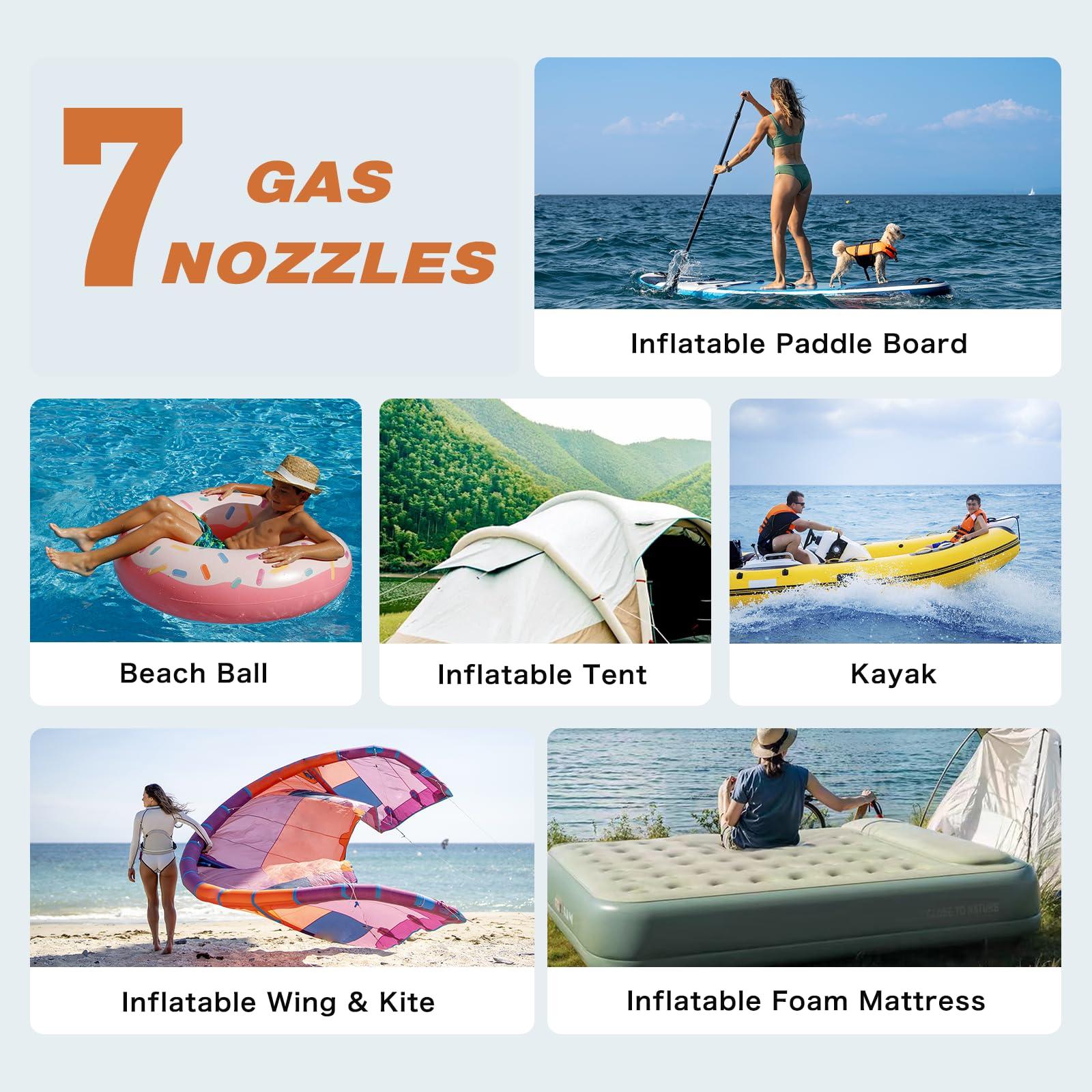 CYCPLUS CYCPLUS 20PSI Rechargeable Paddleboard Pump - Intelligent Fast Dual-Stage Inflation, Deflation Function, Auto-Off &Dual LED Display, Suitable for Stand-Up Paddleboard, Inflatable Boat Tent Mattress