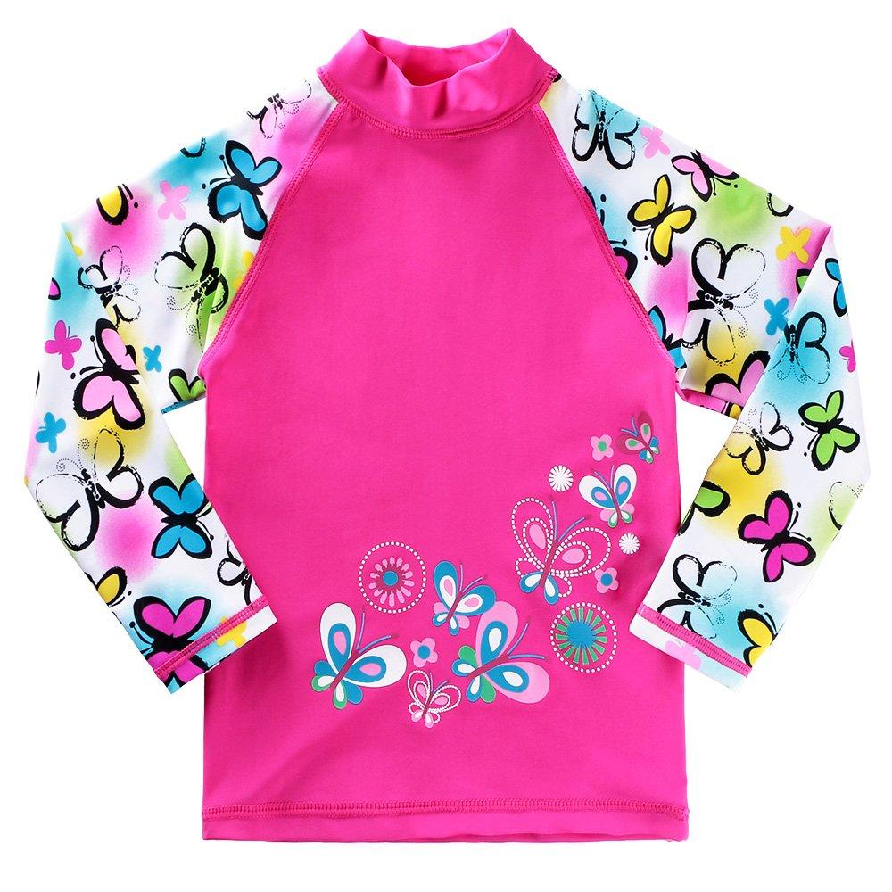 BAOHULU BAOHULU Girls Swimsuit Two Piece Tankini UPF 50+ UV Protective Rash Guard Set 3-12 Years S240_ButterflyLong_14A