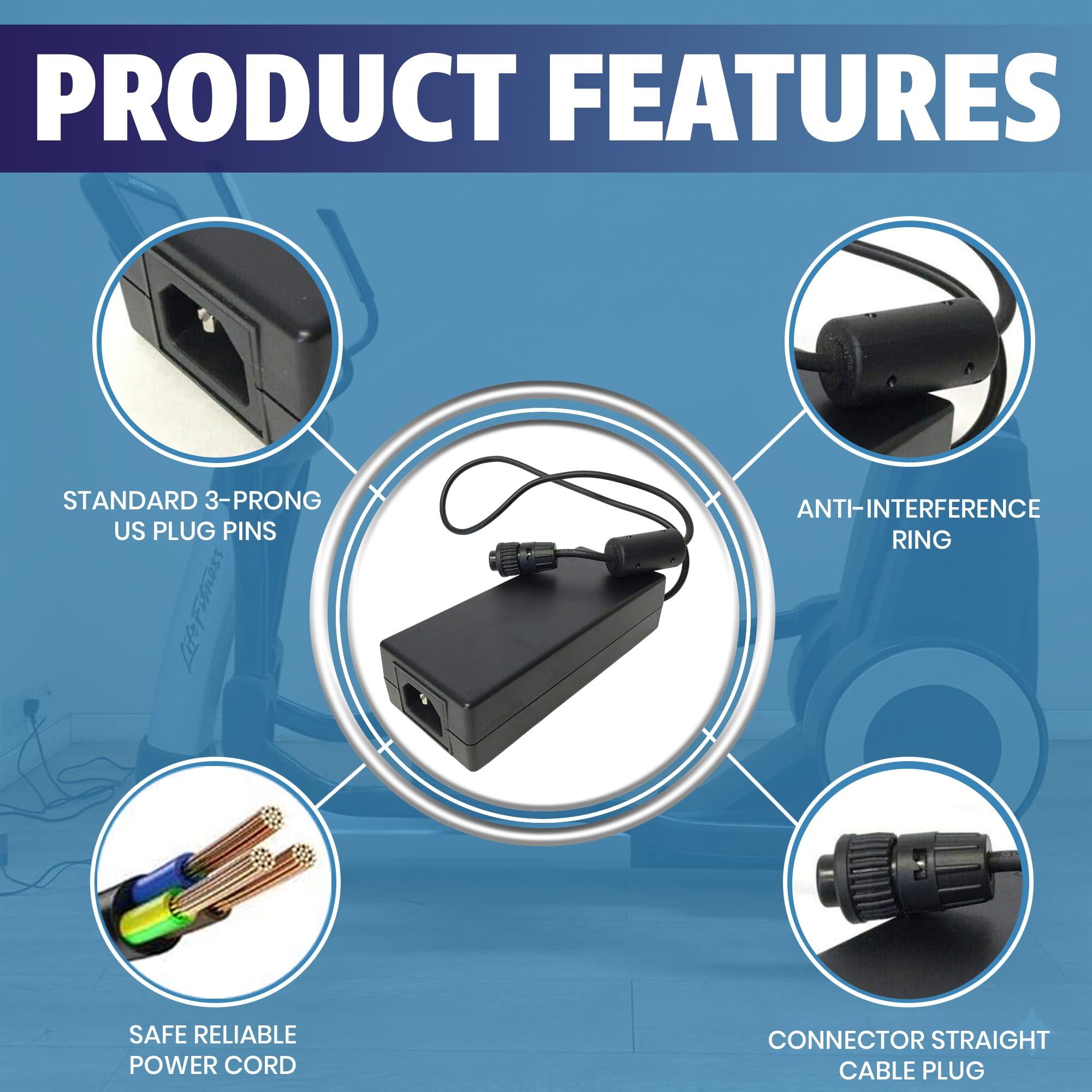 Hydra Fitness Exchange Power Supply Cord DC Adapter 5A, 24V 0017-00003-1091 Work W Life Fitness Treadmill