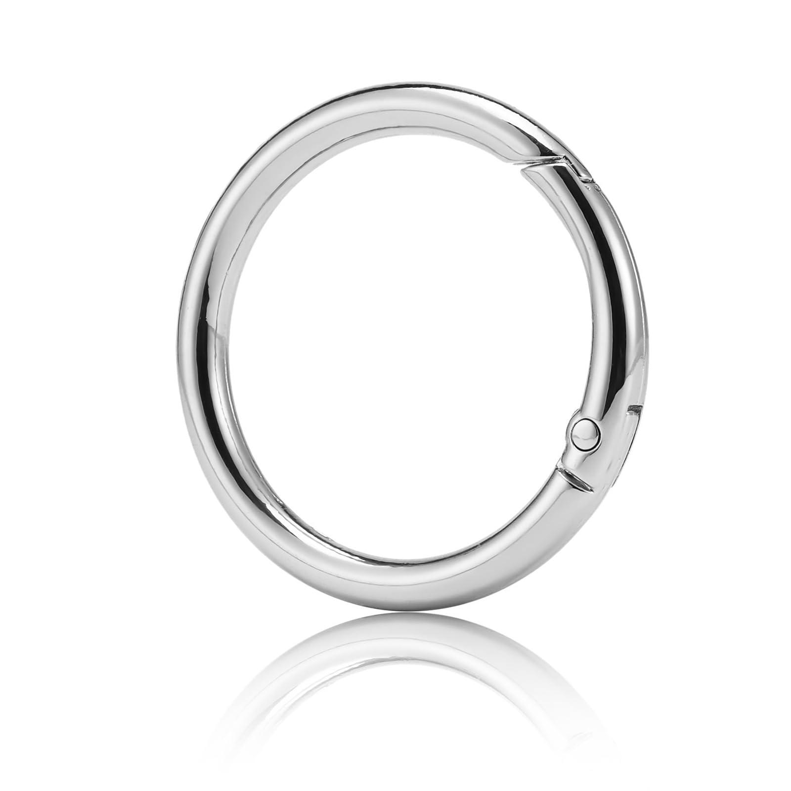 DEVPSISR DEVPSISR 15pcs Trigger Spring O Rings Round,Metal Keychain Ring Round Carabiner Clips for Keyrings Buckle, Bags,Purses (Gold, 1 inch)(Silver,1 inch)
