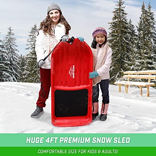 GoSports GoSports 2 Person Premium Snow Sled with Double Walled Construction, Pull Strap and Padded Seat - Choose Between Red and Blue