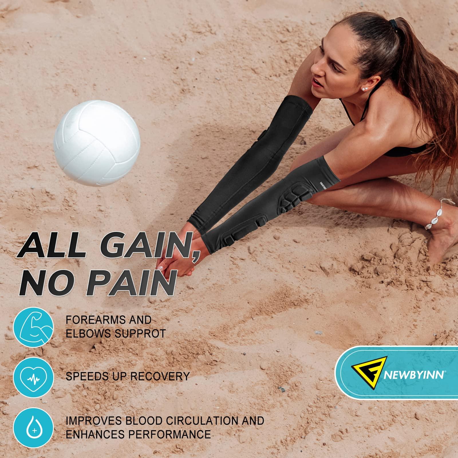 Newbyinn Newbyinn Padded Arm Sleeves 2 Pack, Elbow Forearm Crashproof Pads for Football Basketball Volleyball Soccer