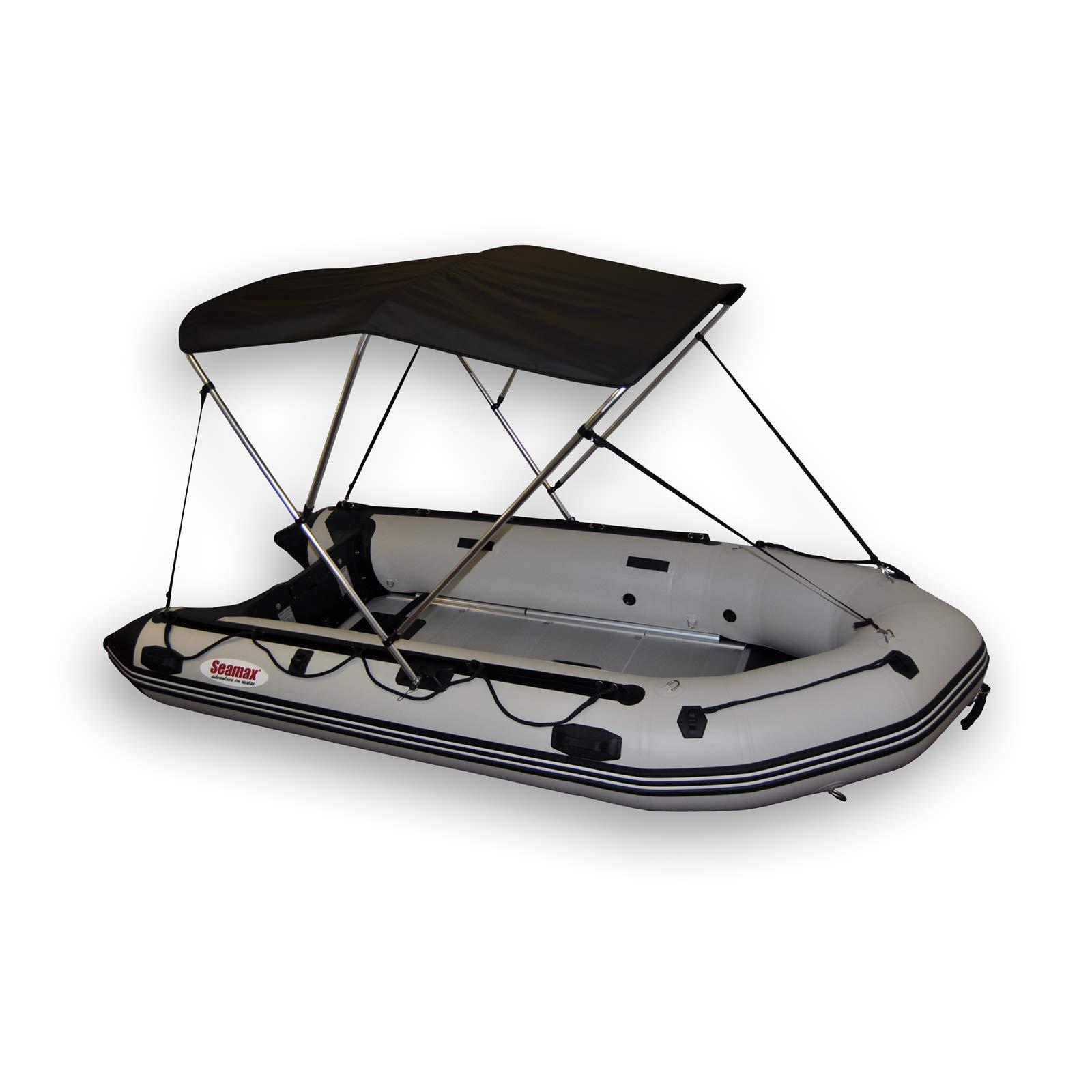 Seamax Seamax Bimini Top Solution for Inflatable Boat, Fiberglass Boat & Aluminum Boat (Size B - L60 x W54-58 x H46, Black Bimini + 2 Pontoon Kit +Rear Pole)